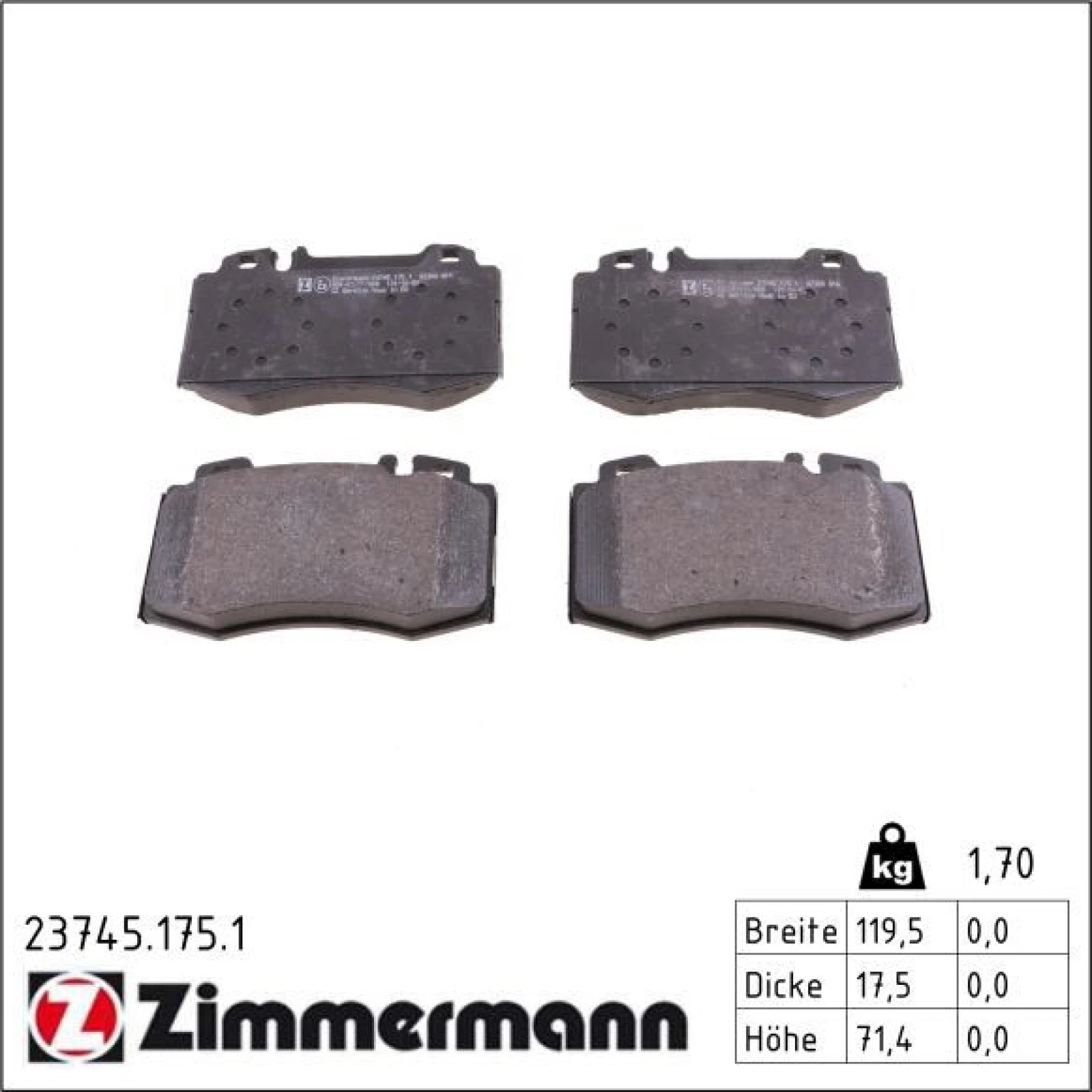 ZIMMERMANN Bremsbeläge 23745.175.1