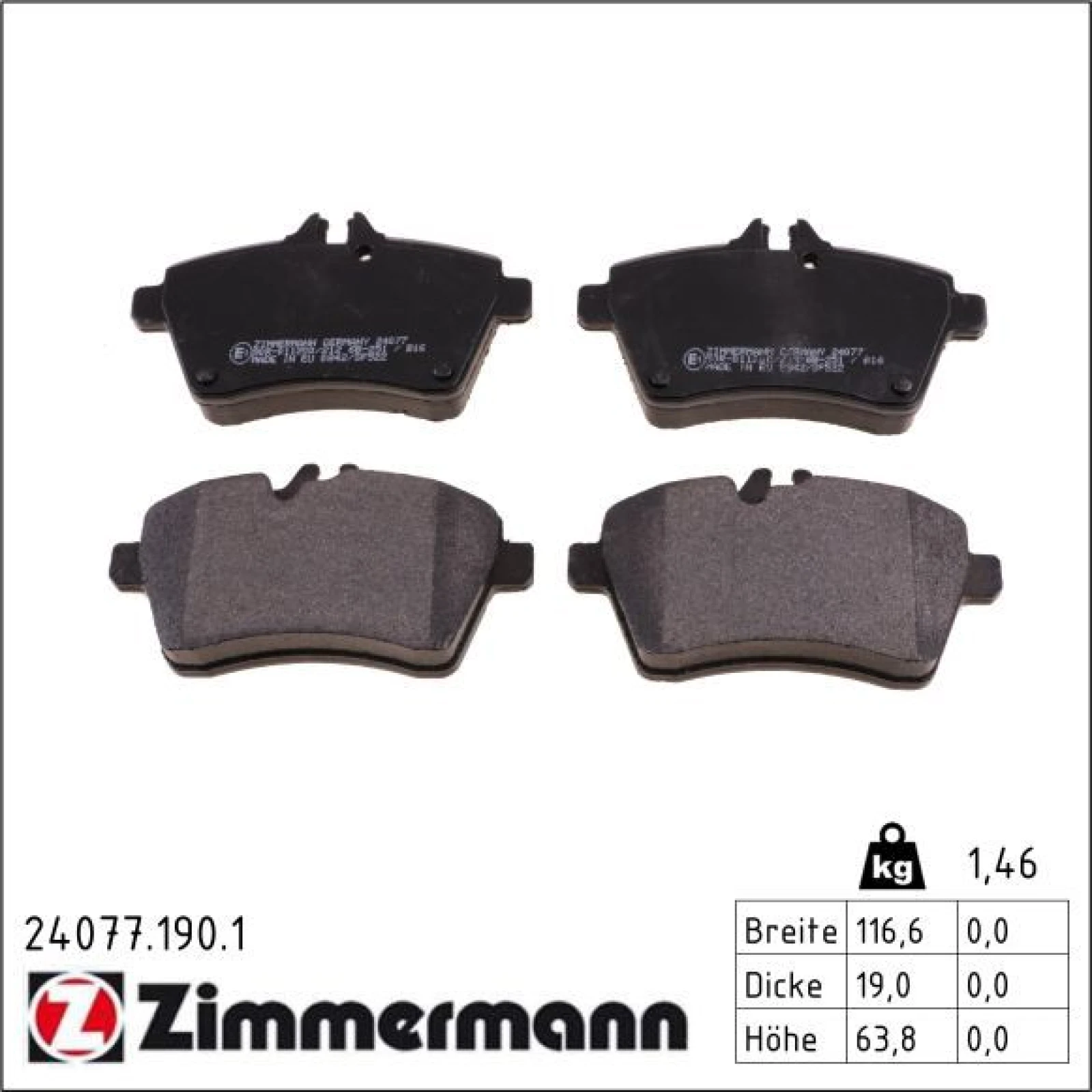 ZIMMERMANN Bremsbeläge 24077.190.1