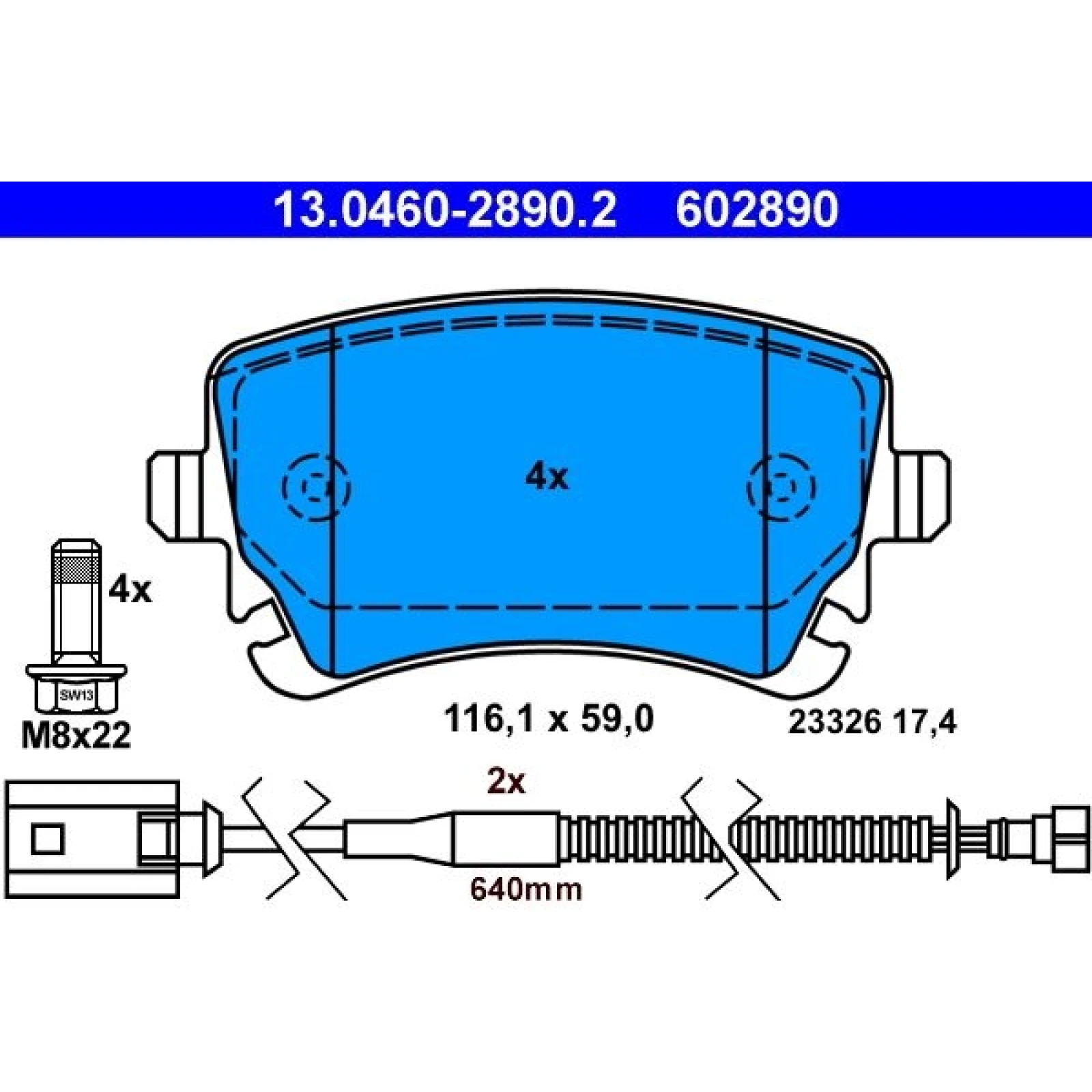 Bremsbelagsatz Vw T. Phaeton 3.0-6.0 4Motion 02-16 13.0460-2890.2