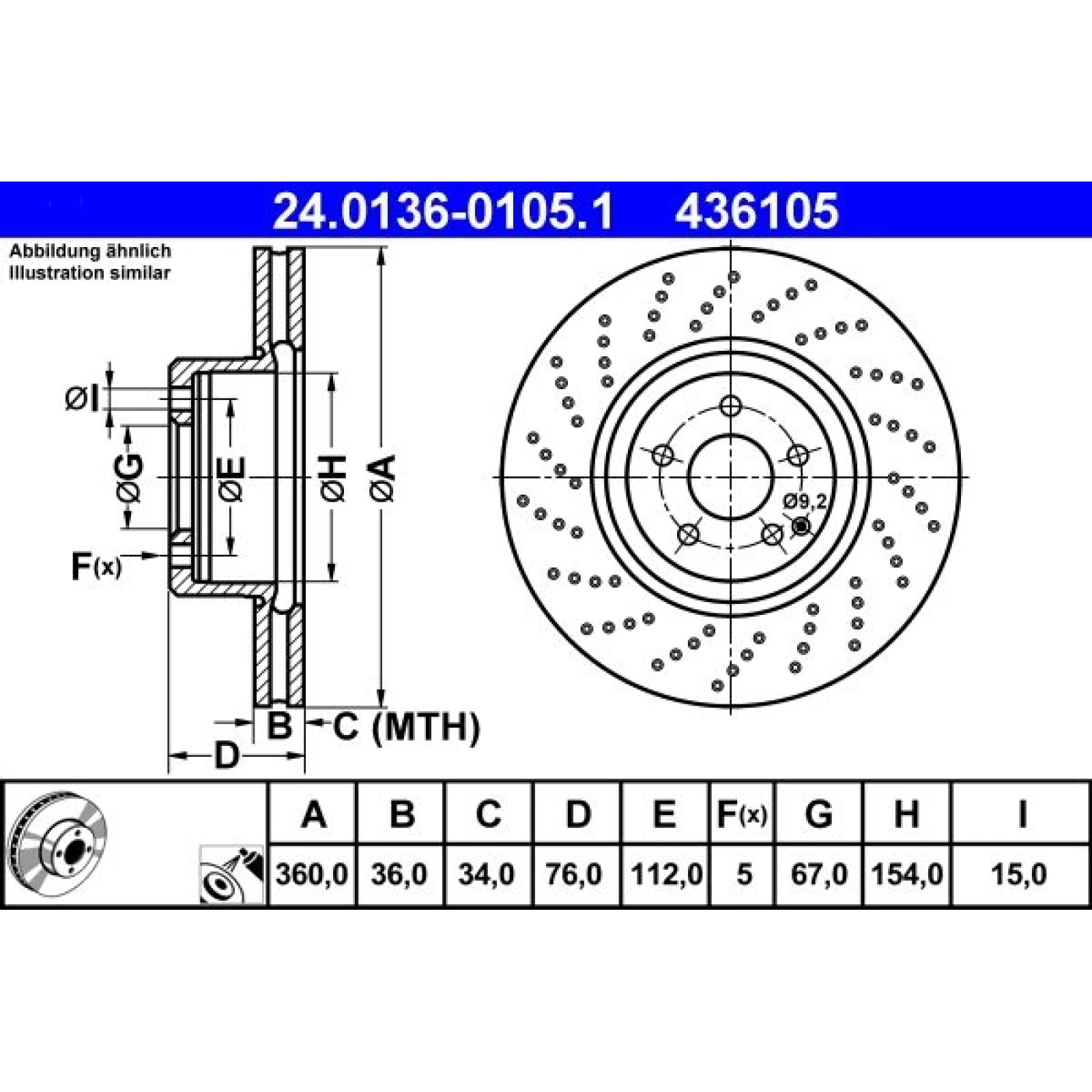 ATE Bremsscheibe 24.0136-0105.1