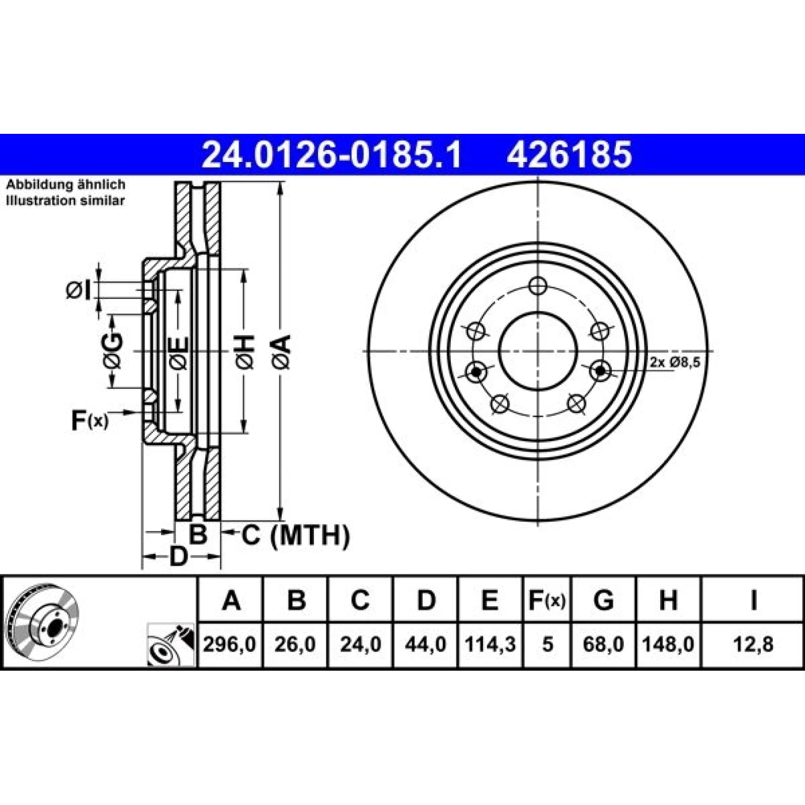 Bremsscheibe Nissan P. Qashqai/X-Trail 1.2-2.0 13 24.0126-0185.1