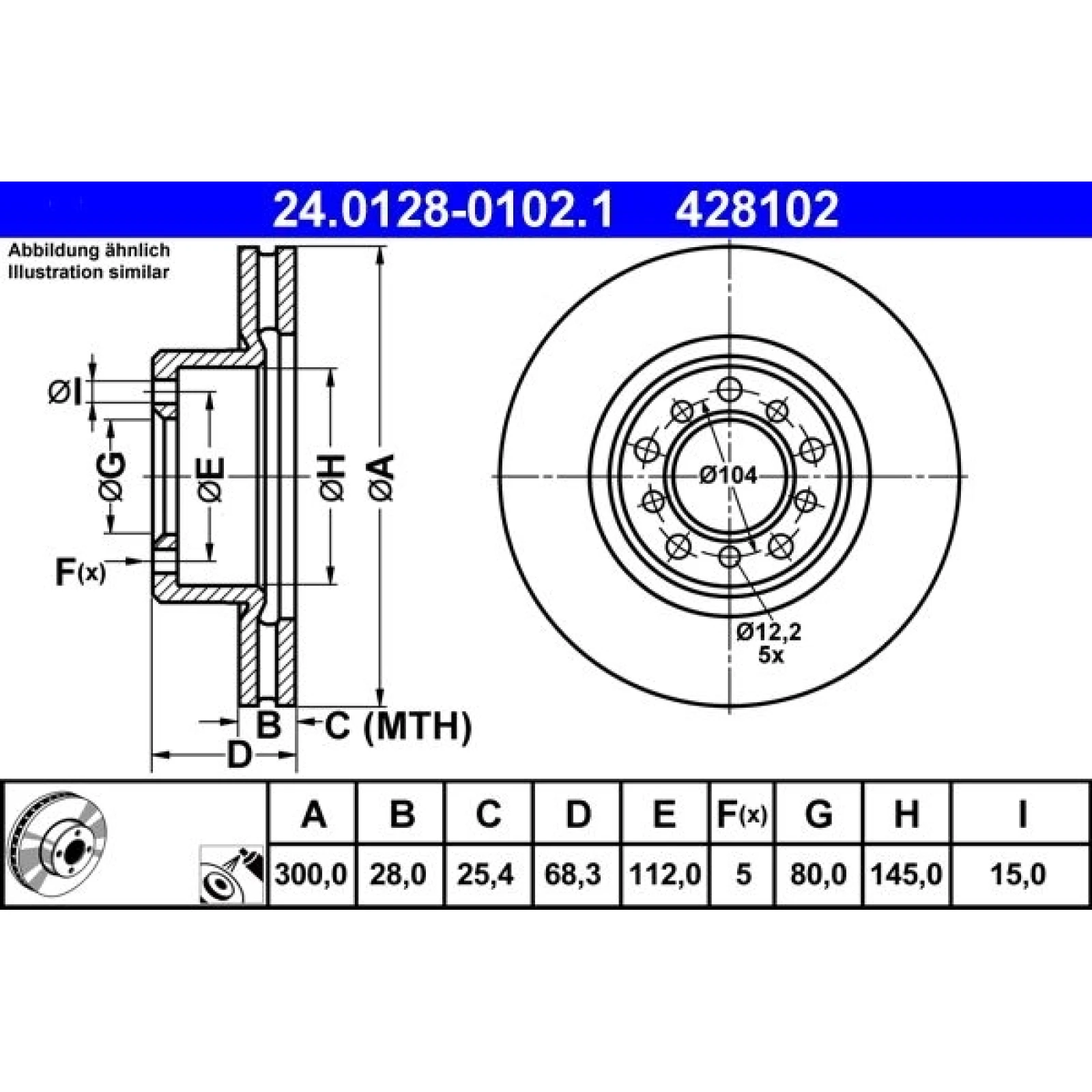Bremsscheibe Db P. W126 85-91 24.0128-0102.1