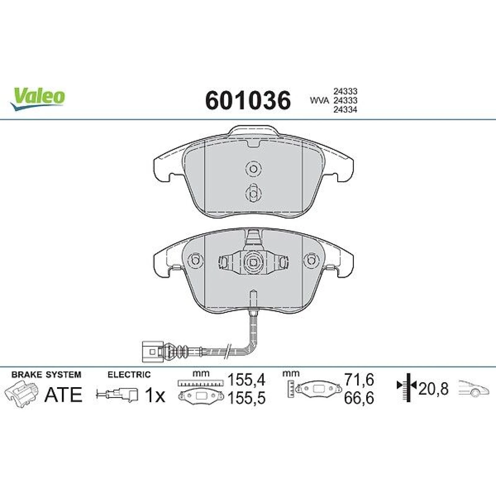 VALEO Bremsbeläge 601036