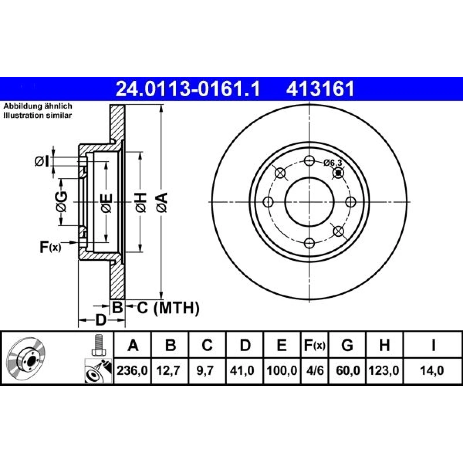 Bremsscheibe Opel P. Astra/Corsa/Kadett/Vectra 91 24.0113-0161.1