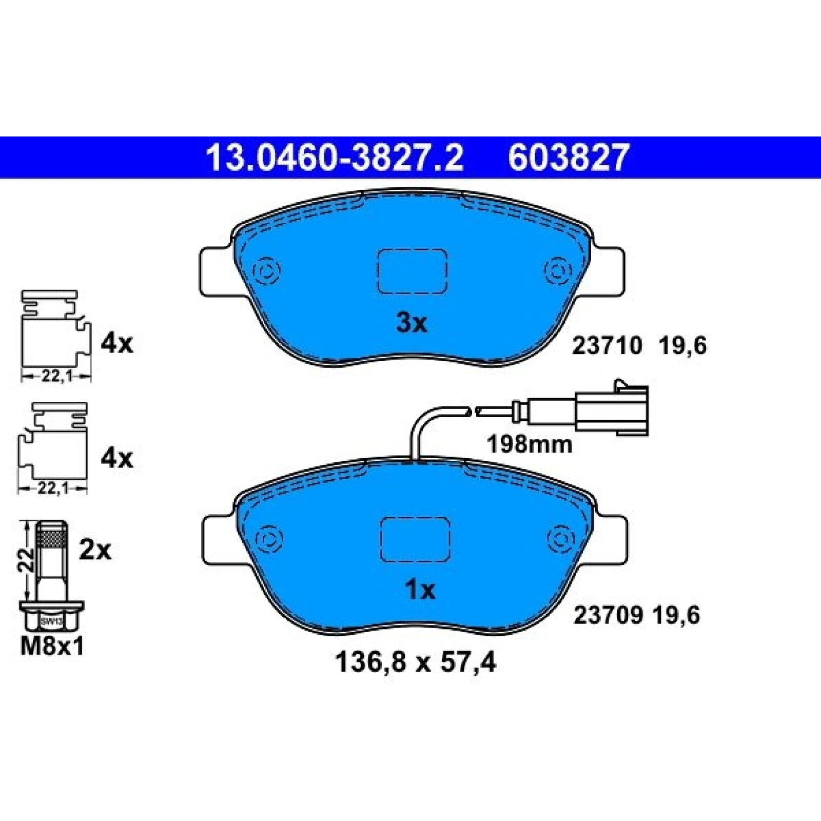 Bremsbelagsatz Fiat P. Doblo/Idea/Linea 04 13.0460-3827.2