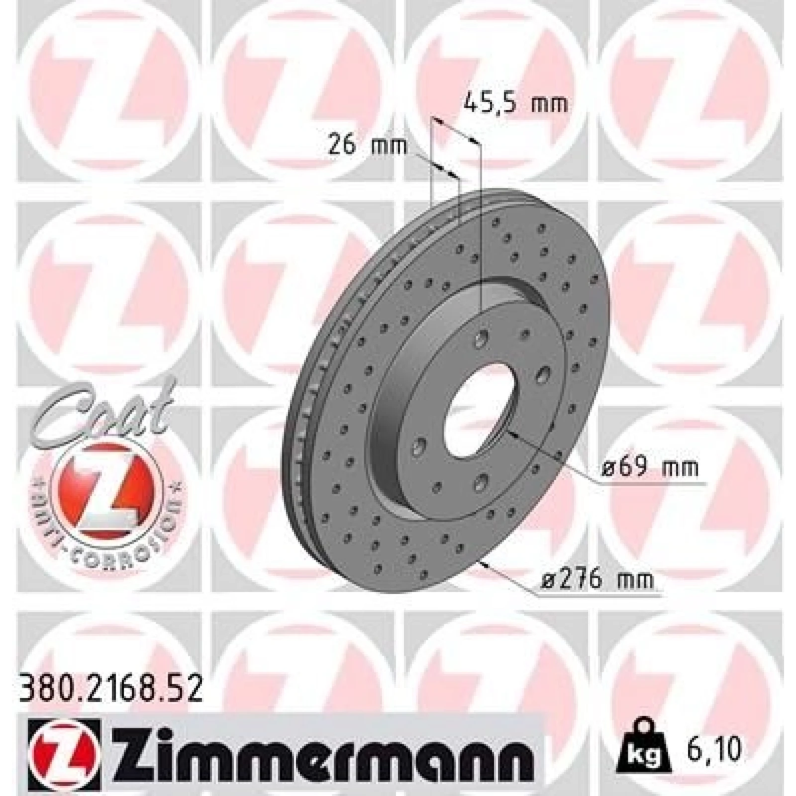 ZIMMERMANN Bremsscheibe 380.2168.52