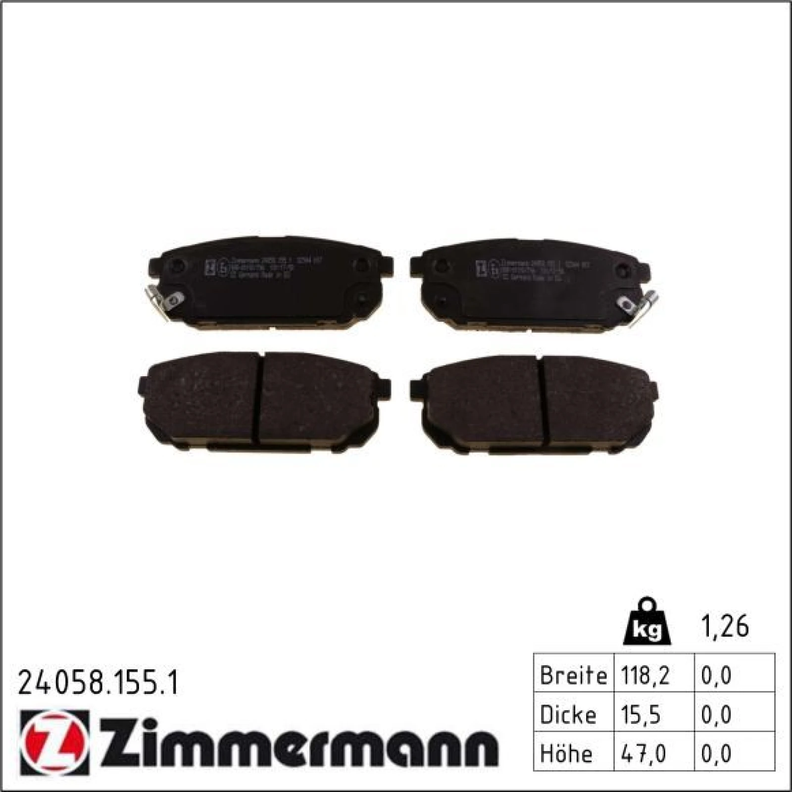ZIMMERMANN Bremsbeläge 24058.155.1