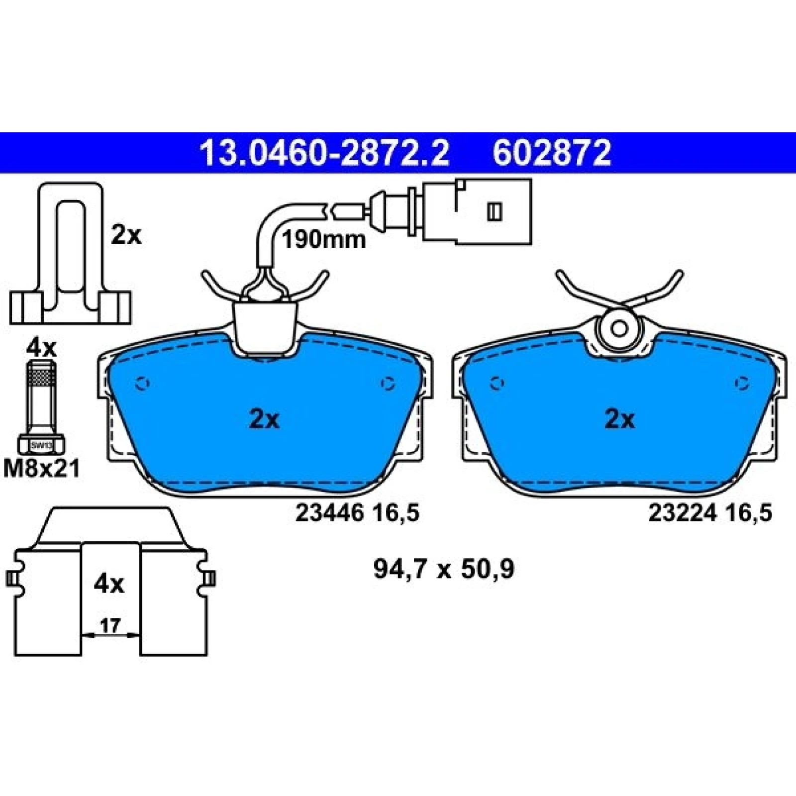Bremsbelagsatz Vw T. Sharan 1.8-2.8 97-10/T4 90-03 13.0460-2872.2