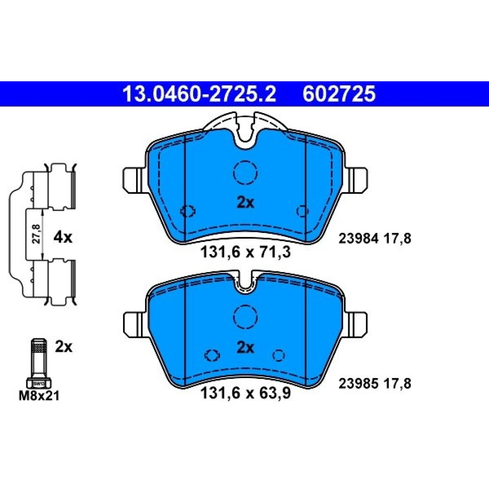 Bremsbelagsatz Mini P. Cooper/One 1,6-2,0 03-16 13.0460-2725.2