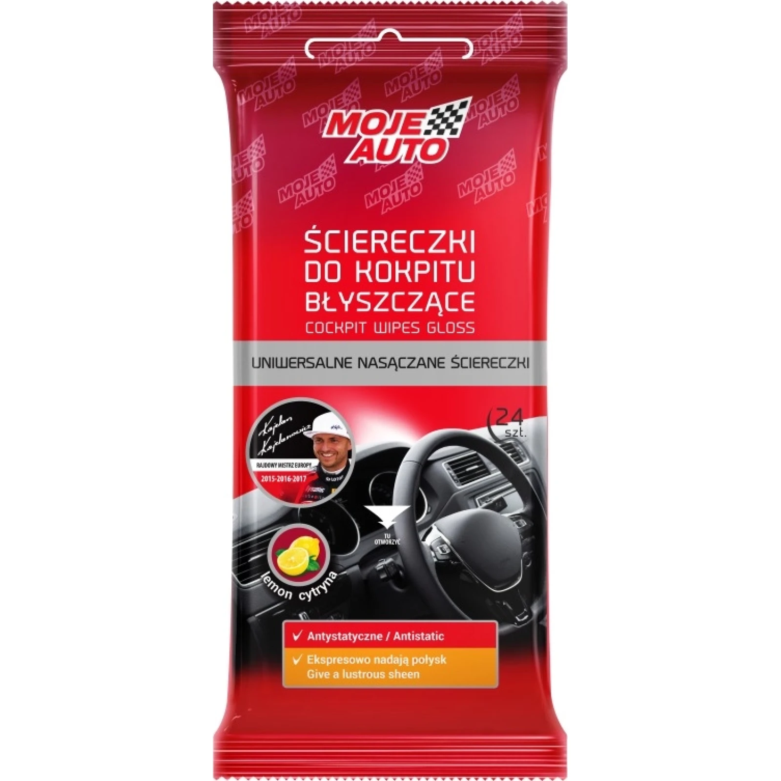 MOJE AUTO AMT19-056 Cockpitreinigungstücher mit Zitronen Duft 24 Stück