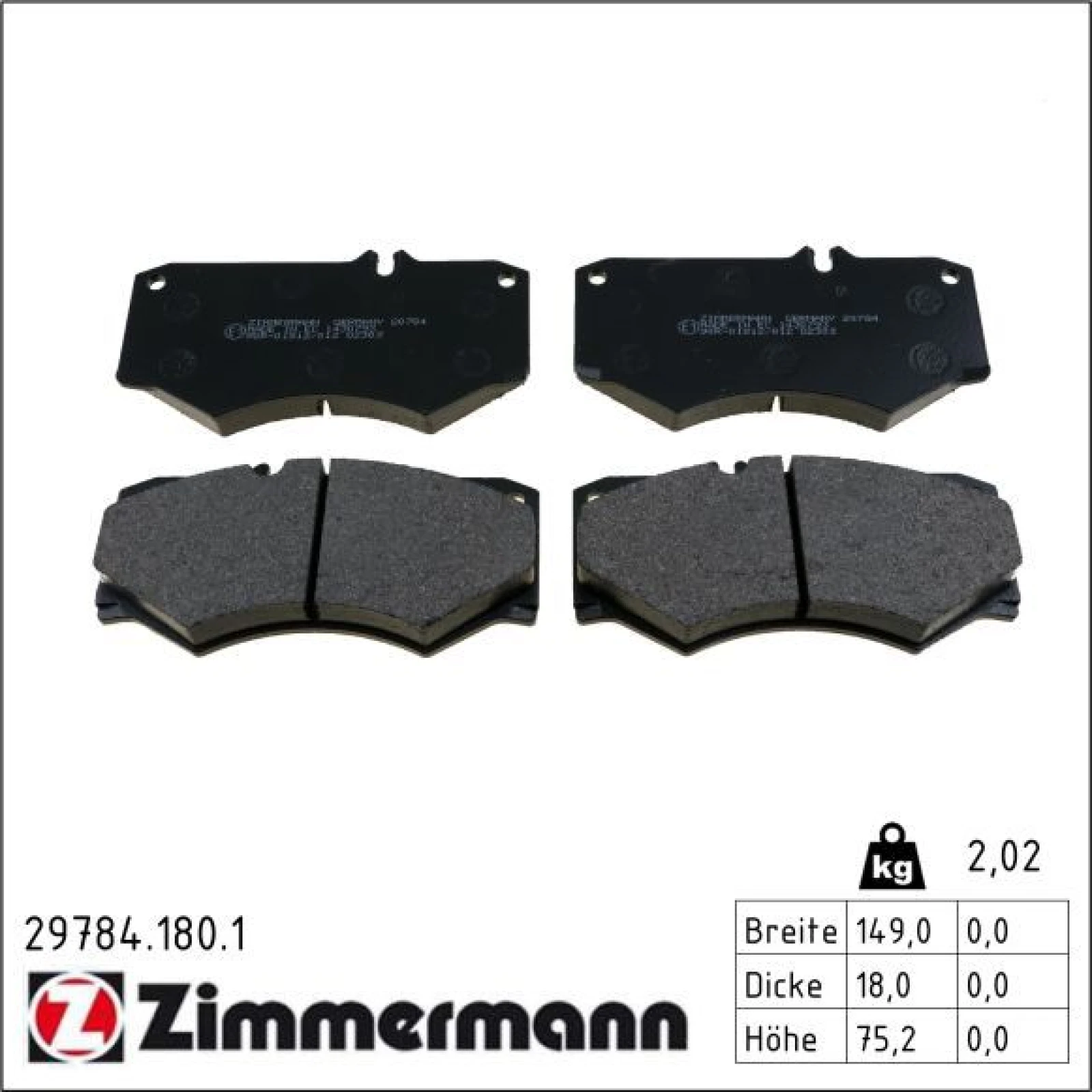ZIMMERMANN Bremsbeläge 29784.180.1