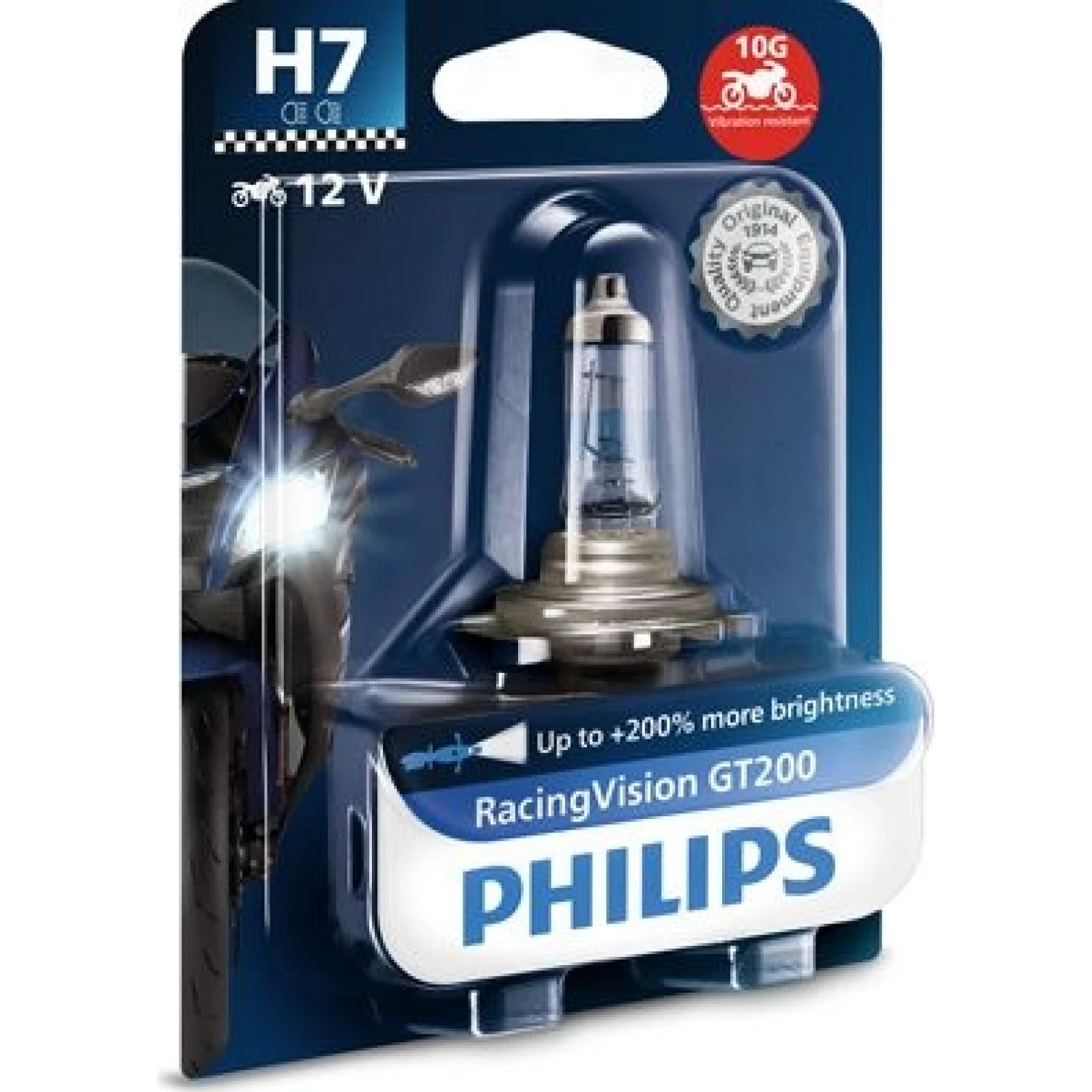 H7 12V 55W PX26d RacingVision GT200 Moto 1 Stück Blister Philips 12972RGTBW