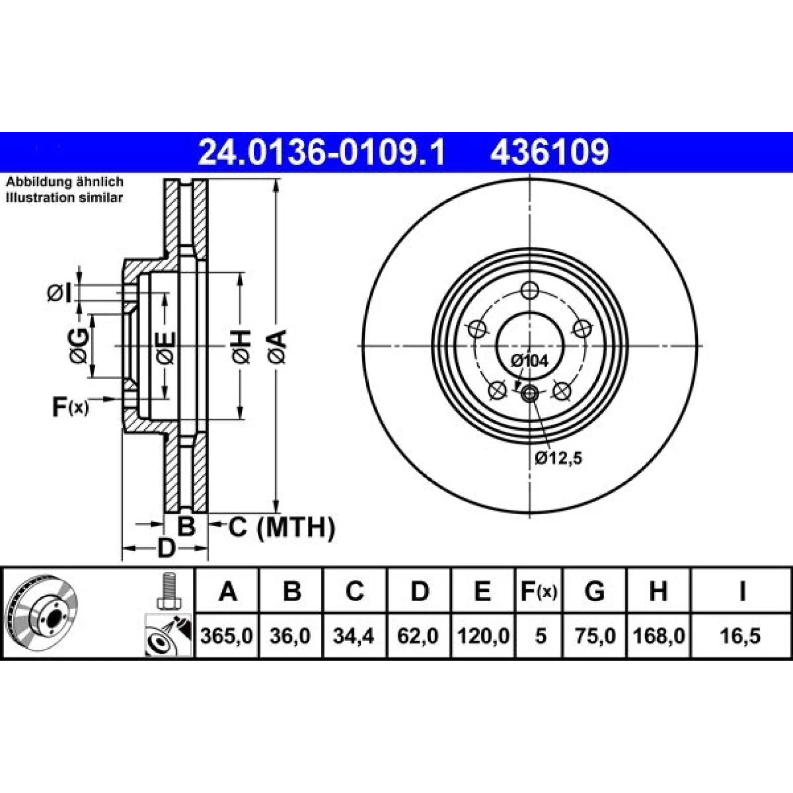 Bremsscheibe Bmw P. X5/X6 3.0-4.8 07-13 24.0136-0109.1