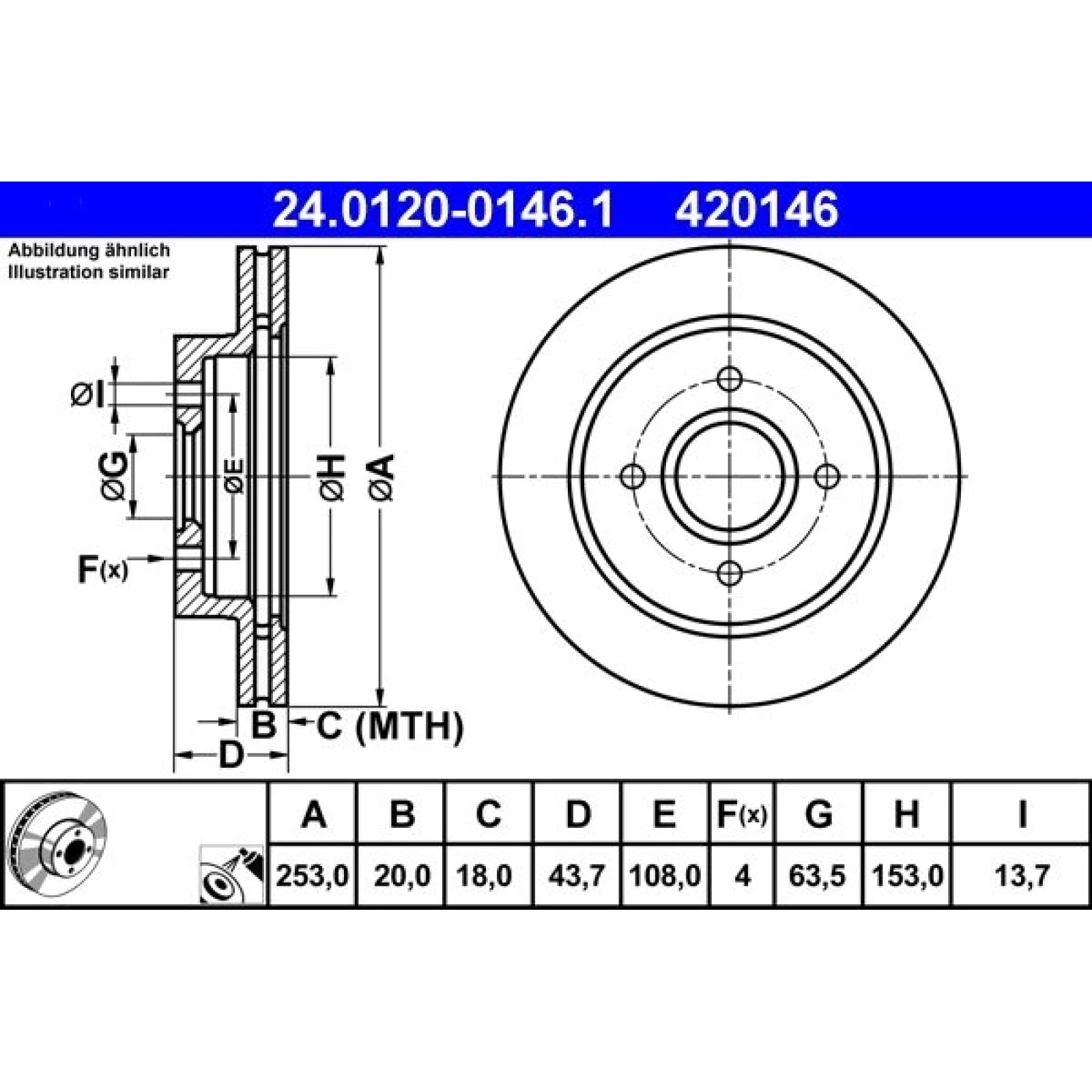 ATE Bremsscheibe 24.0120-0146.1