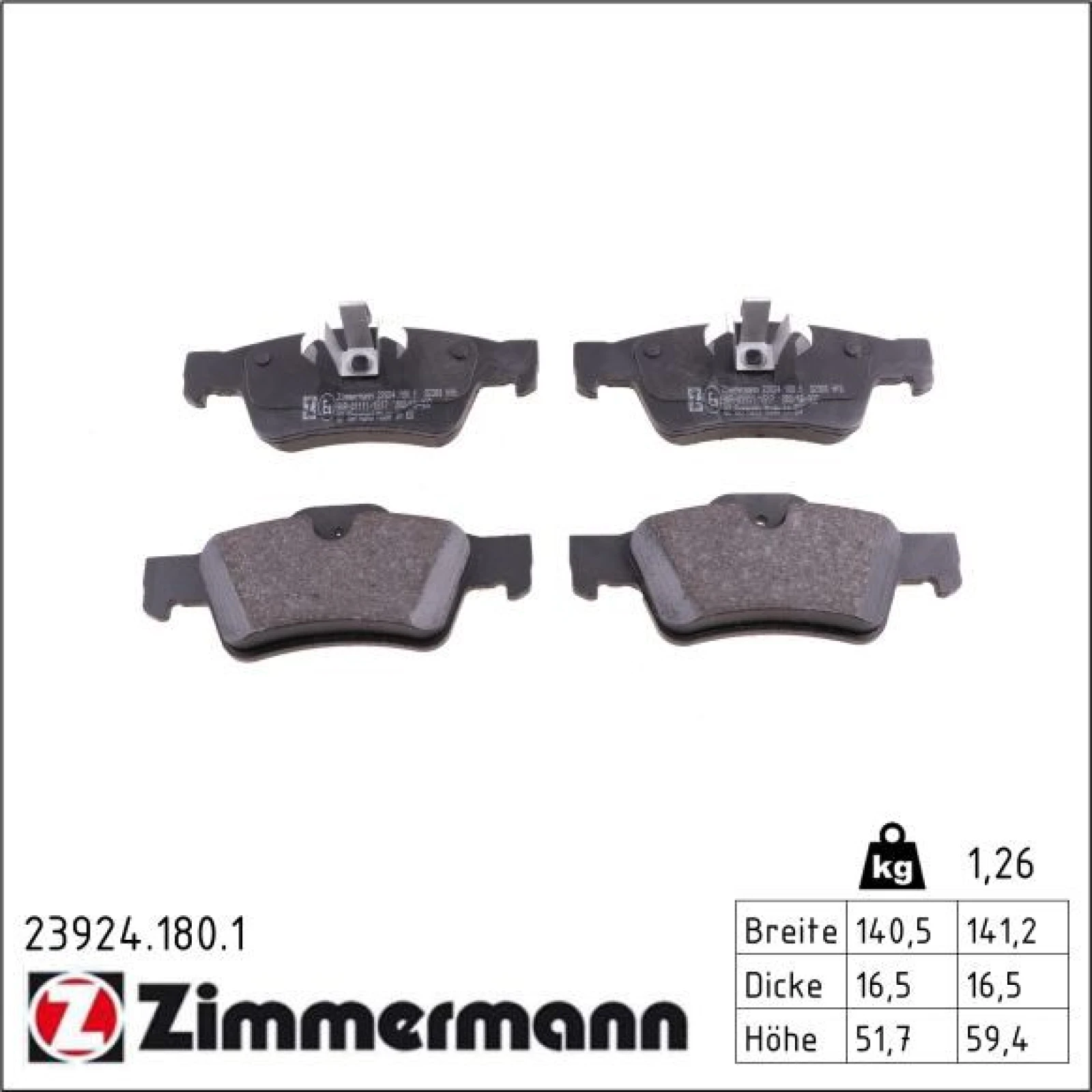 ZIMMERMANN Bremsbeläge 23924.180.1