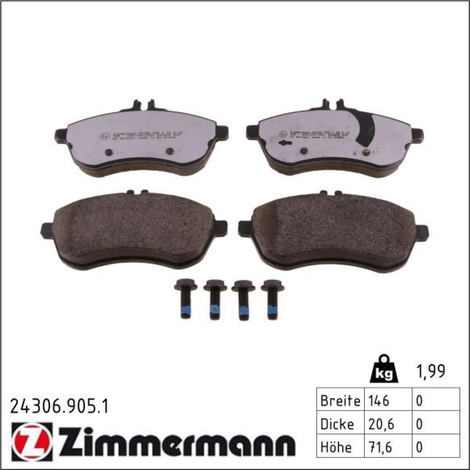 ZIMMERMANN Bremsbeläge 24306.905.1