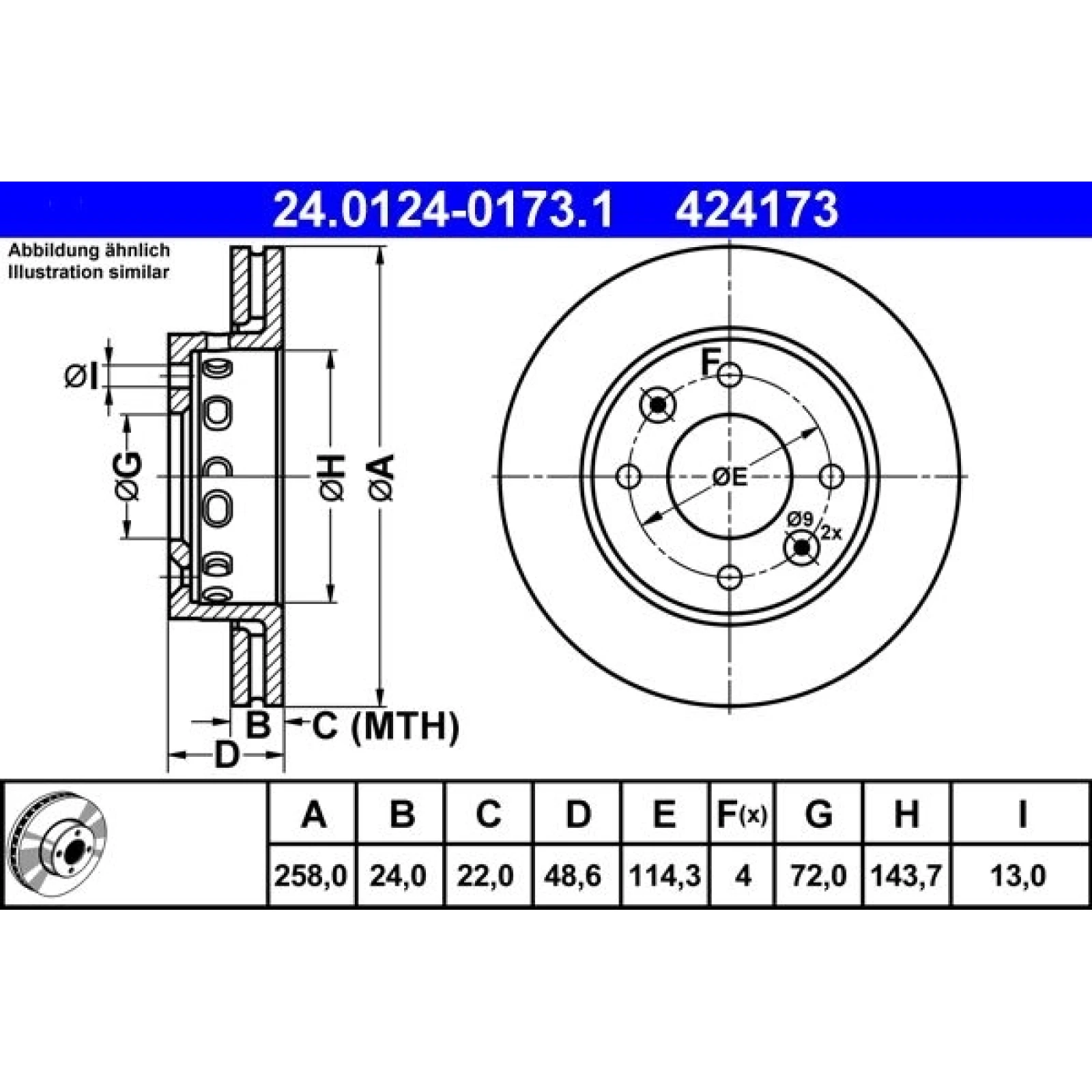ATE Bremsscheibe 24.0124-0173.1