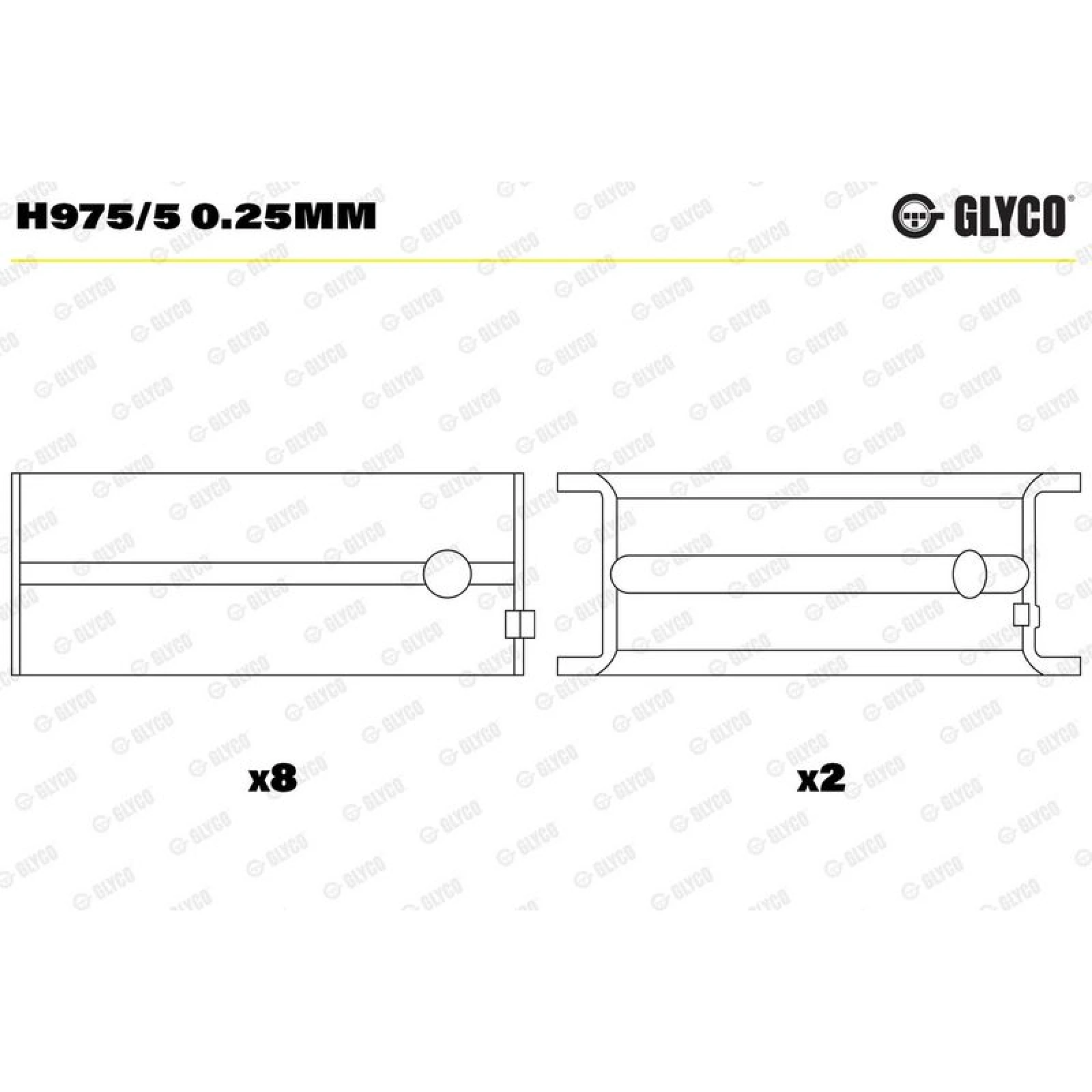 GLYCO Kurbelwellenlager H975/5 0.25mm
