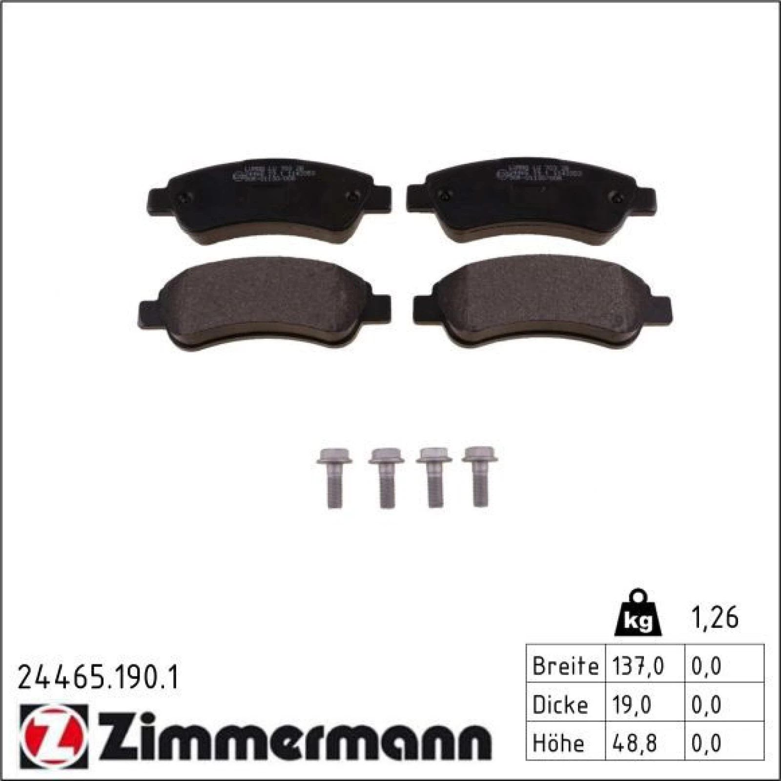 ZIMMERMANN Bremsbeläge 24465.190.1