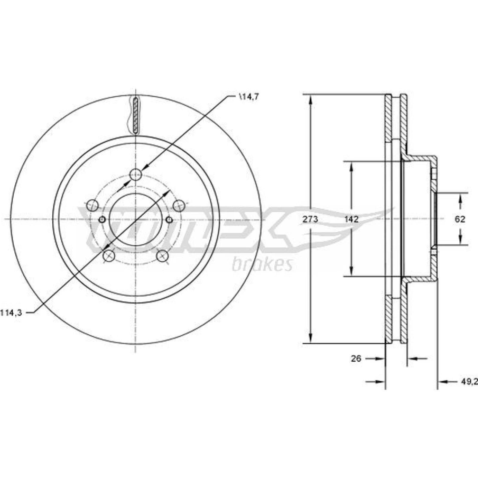TOMEX brakes Bremsscheibe TX 73-12