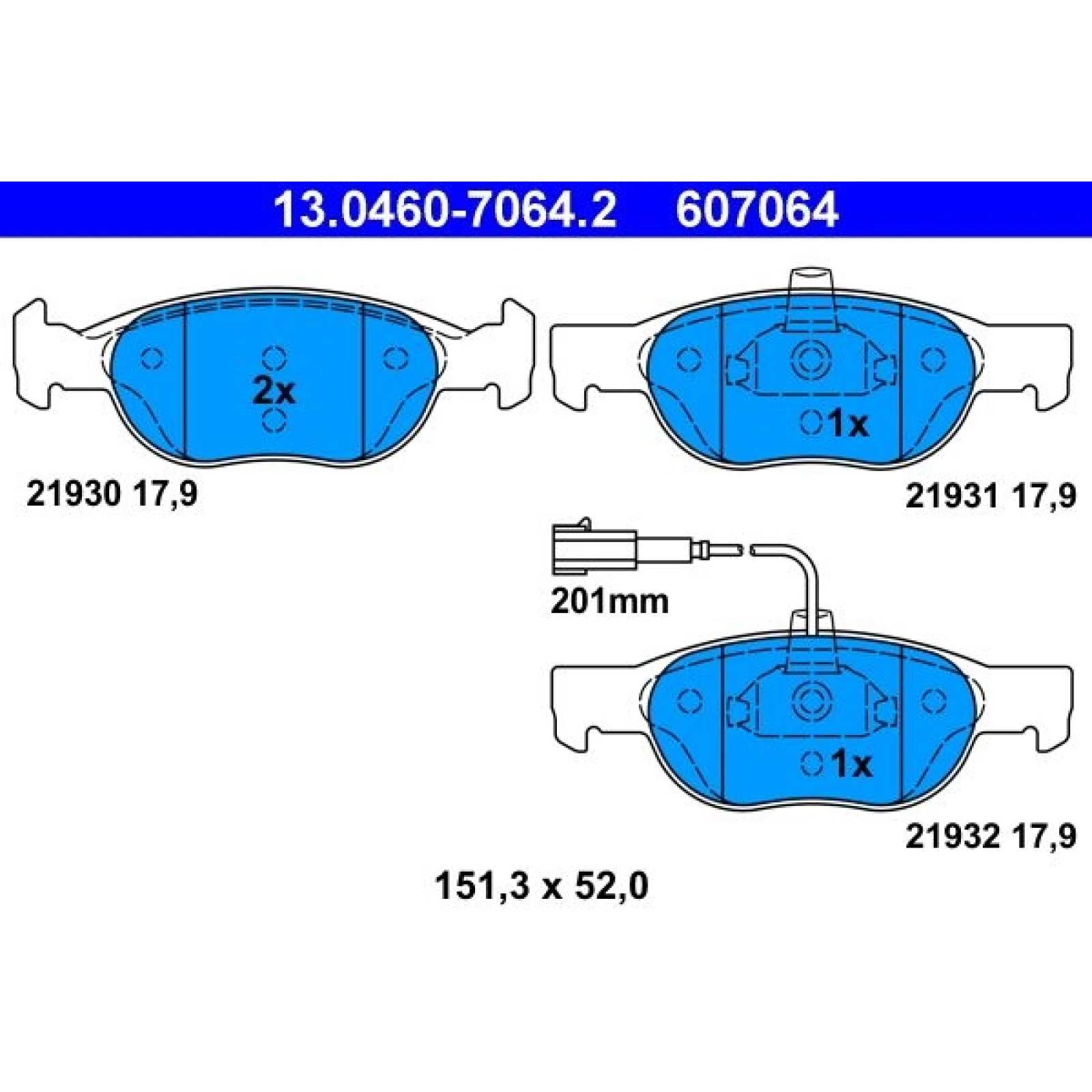 Bremsbelagsatz Fiat P. Bravo/Brava 1.2-1.6/1.9D 95-02 13.0460-7064.2