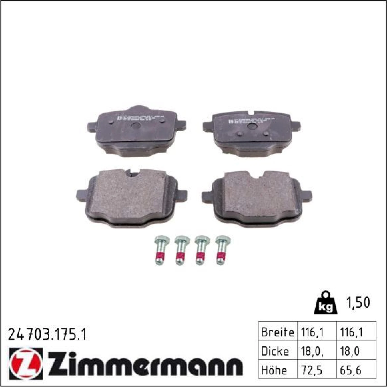 ZIMMERMANN Bremsbeläge 24703.175.1