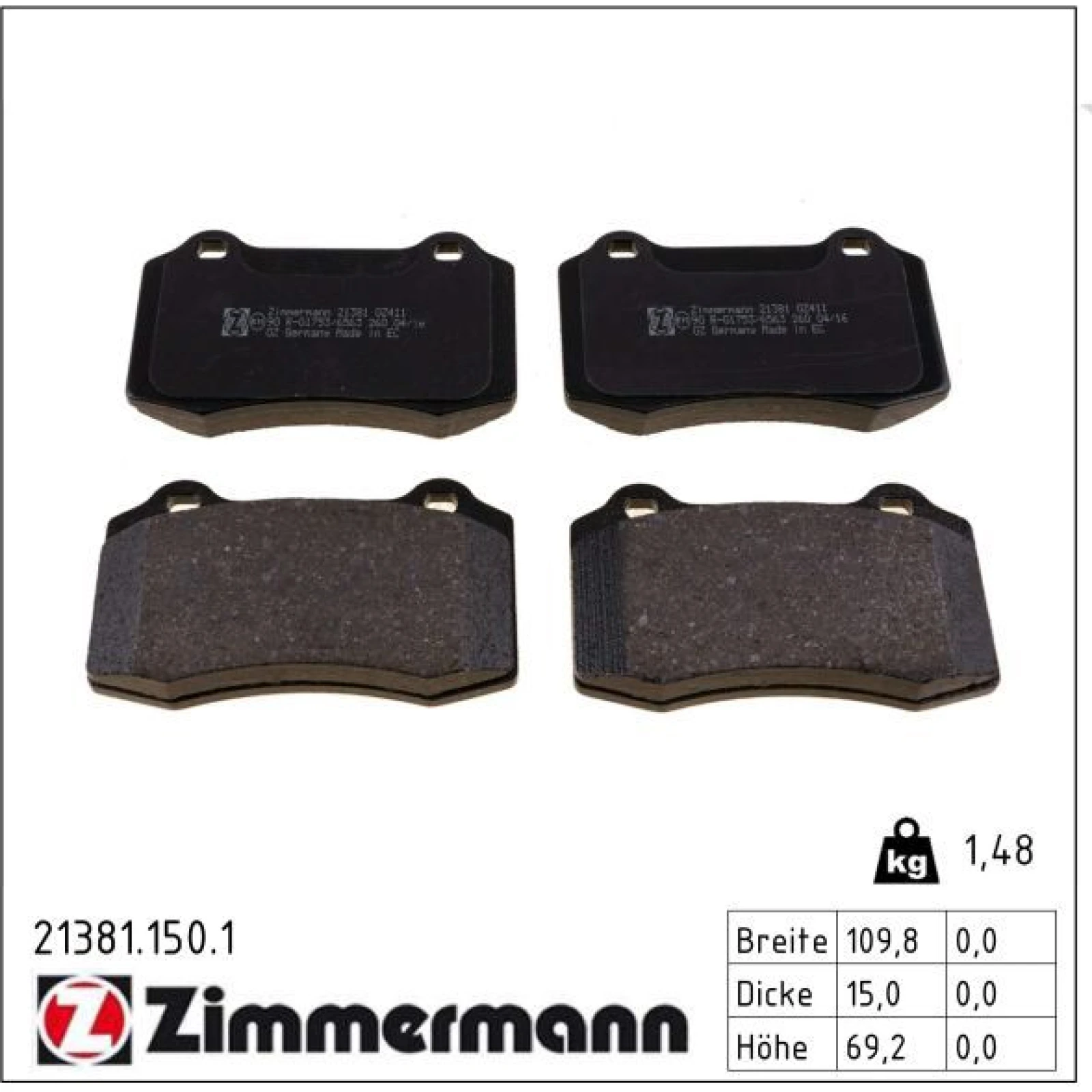 ZIMMERMANN Bremsbeläge 21381.150.1