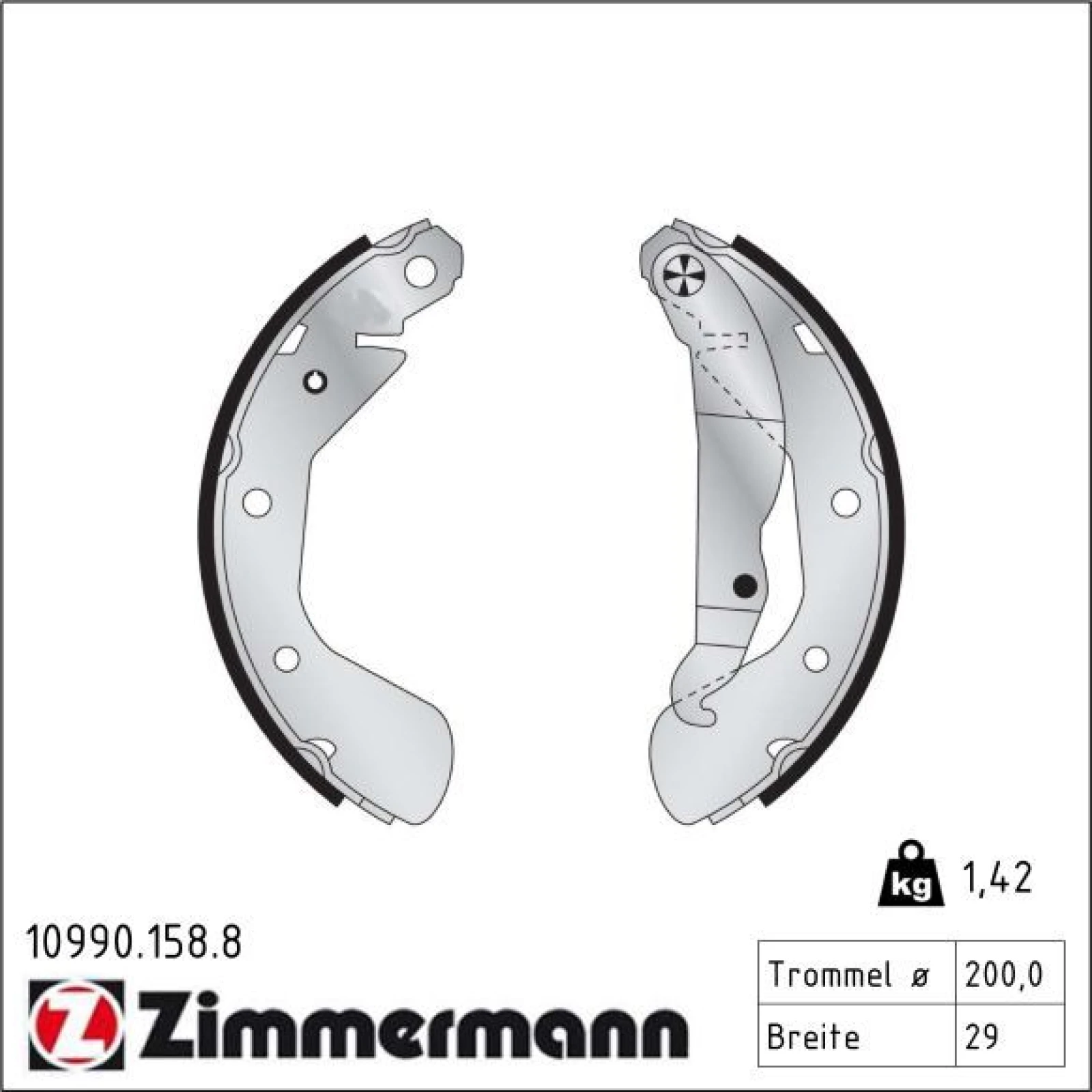 ZIMMERMANN Bremsbackensatz 10990.158.8