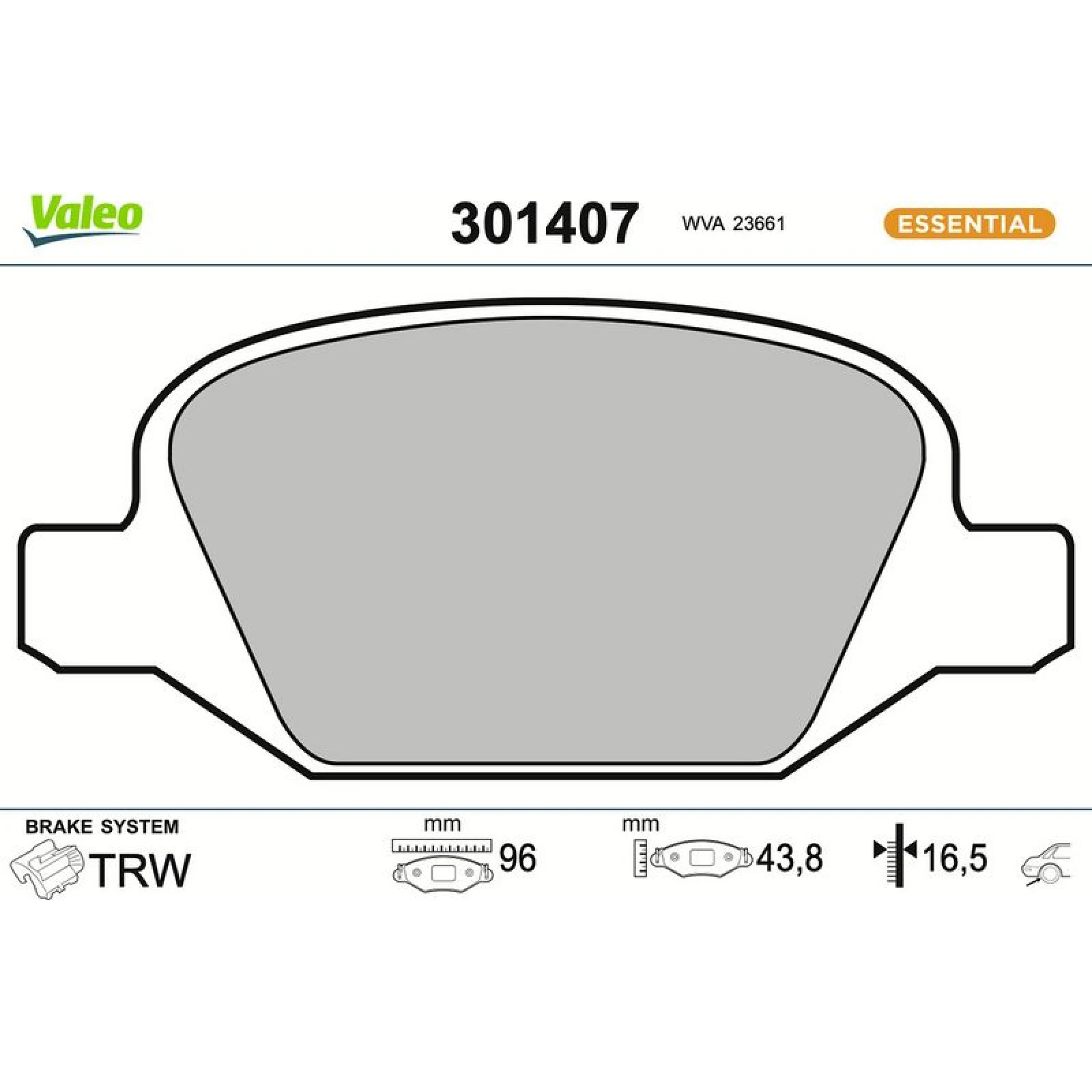VALEO Bremsbeläge 301407