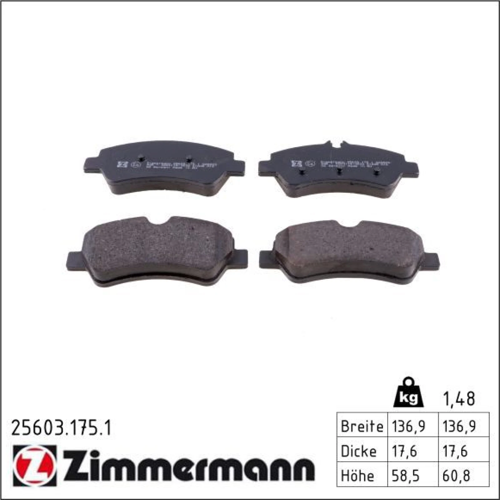ZIMMERMANN Bremsbeläge 25603.175.1