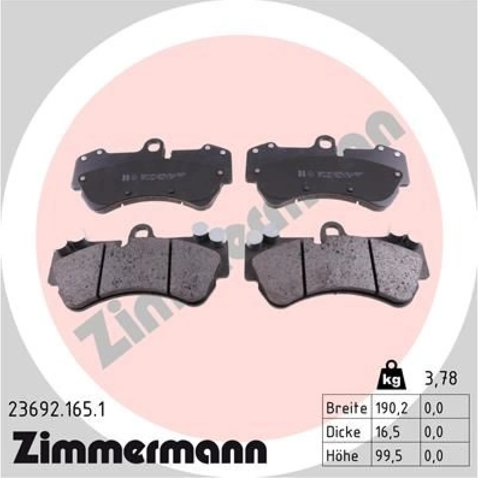 ZIMMERMANN Bremsbeläge 23692.165.1