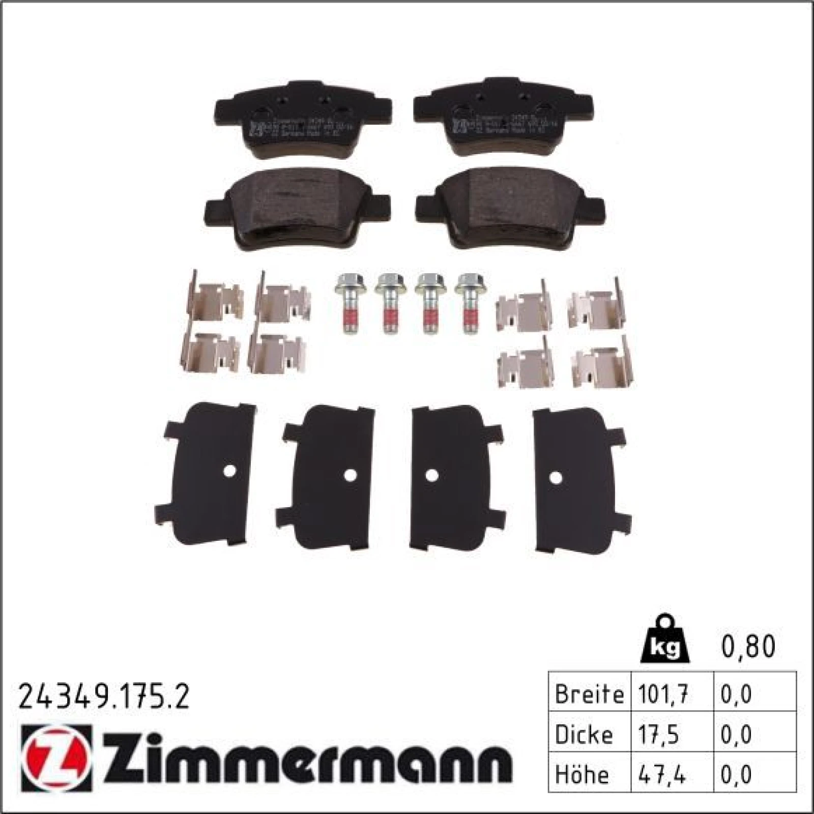 ZIMMERMANN Bremsbeläge 24349.175.2