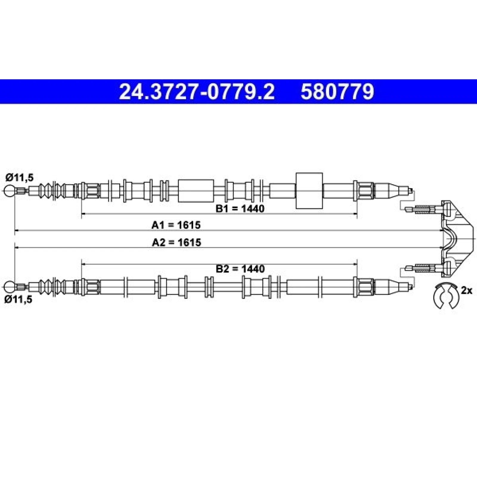 ATE Handbremsseil Seilzug Festellbremse 24.3727-0779.2