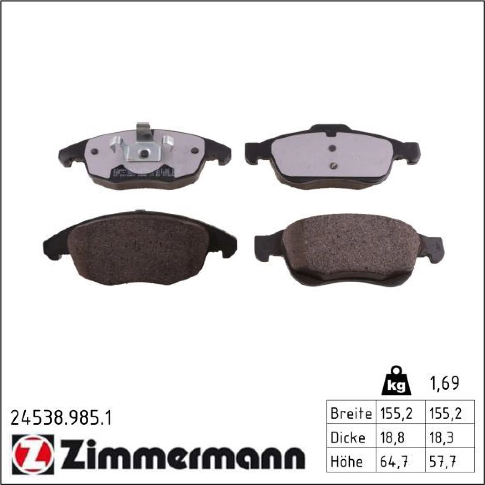 ZIMMERMANN Bremsbeläge 24538.985.1