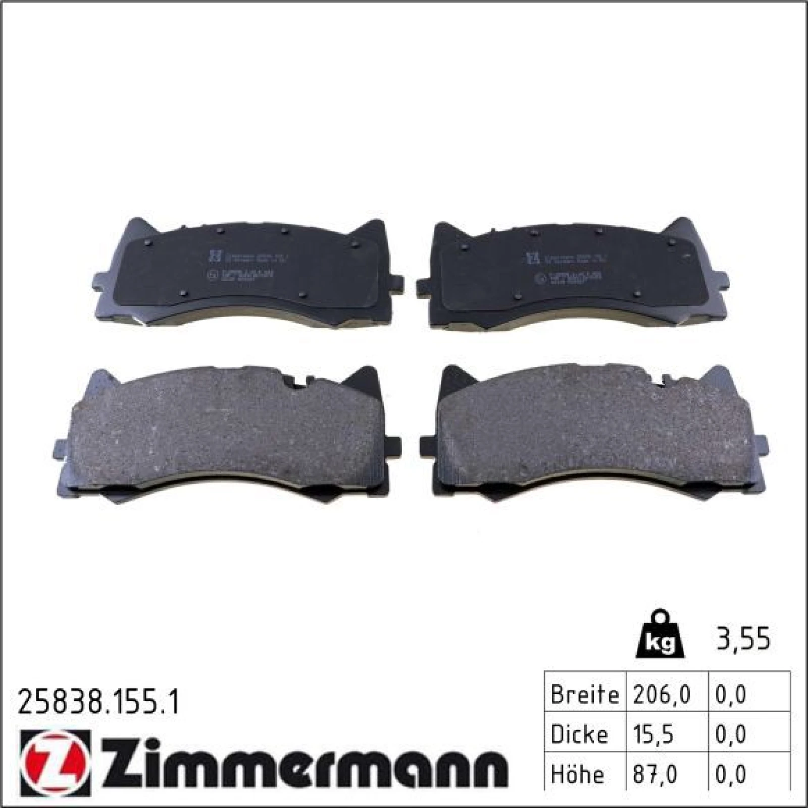 ZIMMERMANN Bremsbeläge 25838.155.1