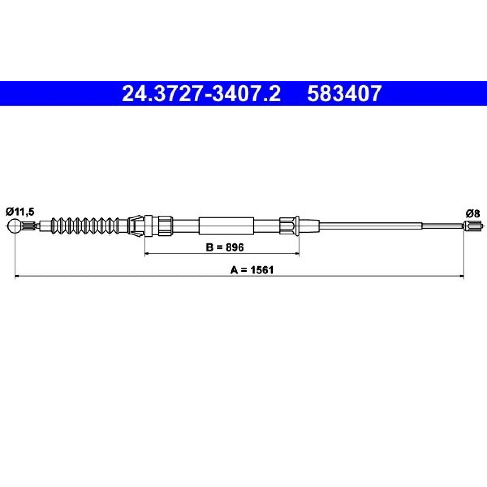 ATE Handbremsseil Seilzug Festellbremse 24.3727-3407.2