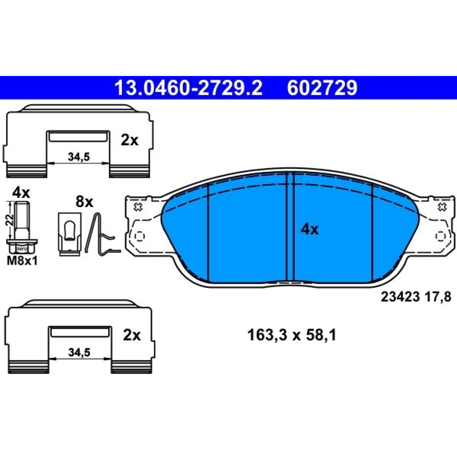Bremsbelagsatz Jaguar P. S-Type 2,5-4,2 V8 99-07 13.0460-2729.2