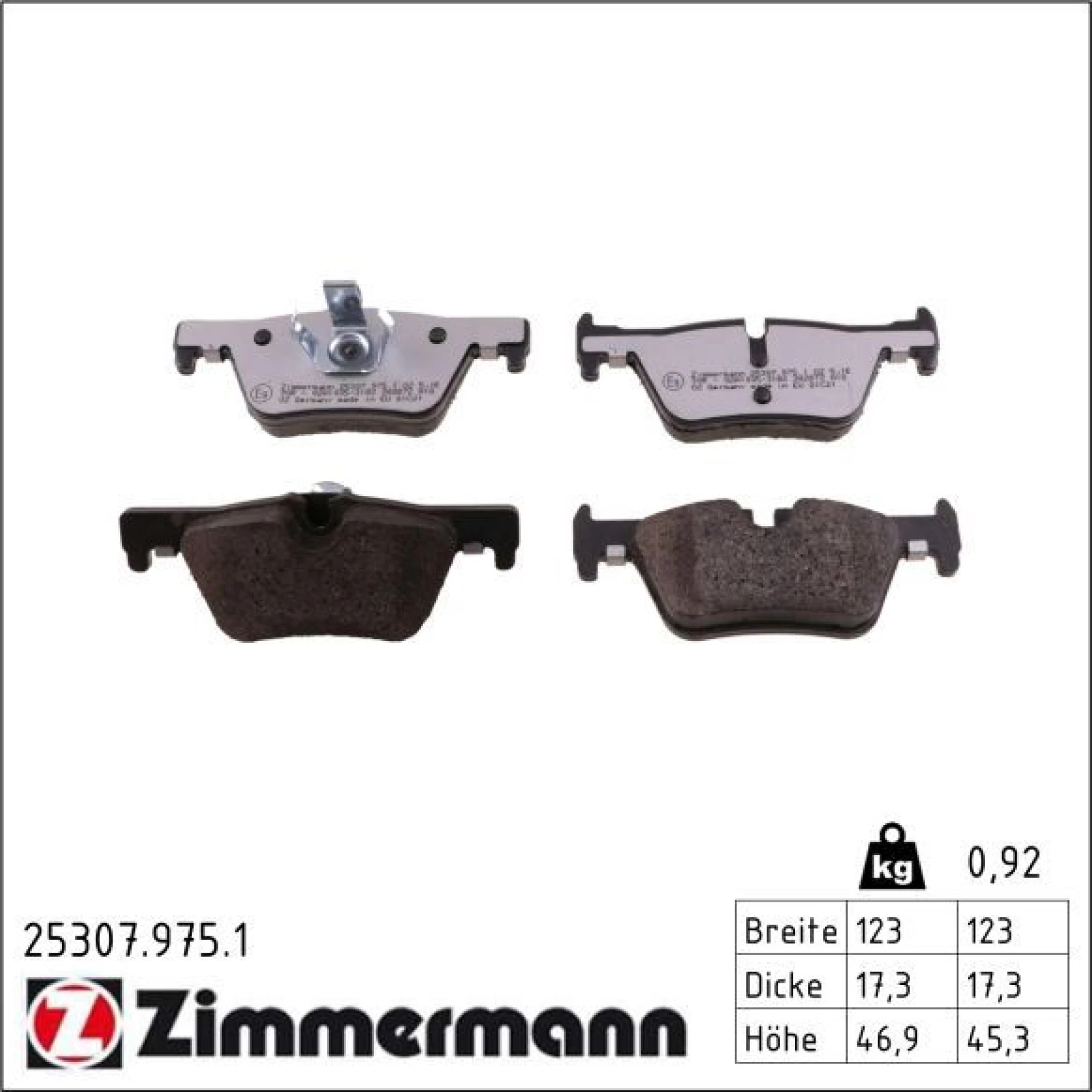 ZIMMERMANN Bremsbeläge 25307.975.1