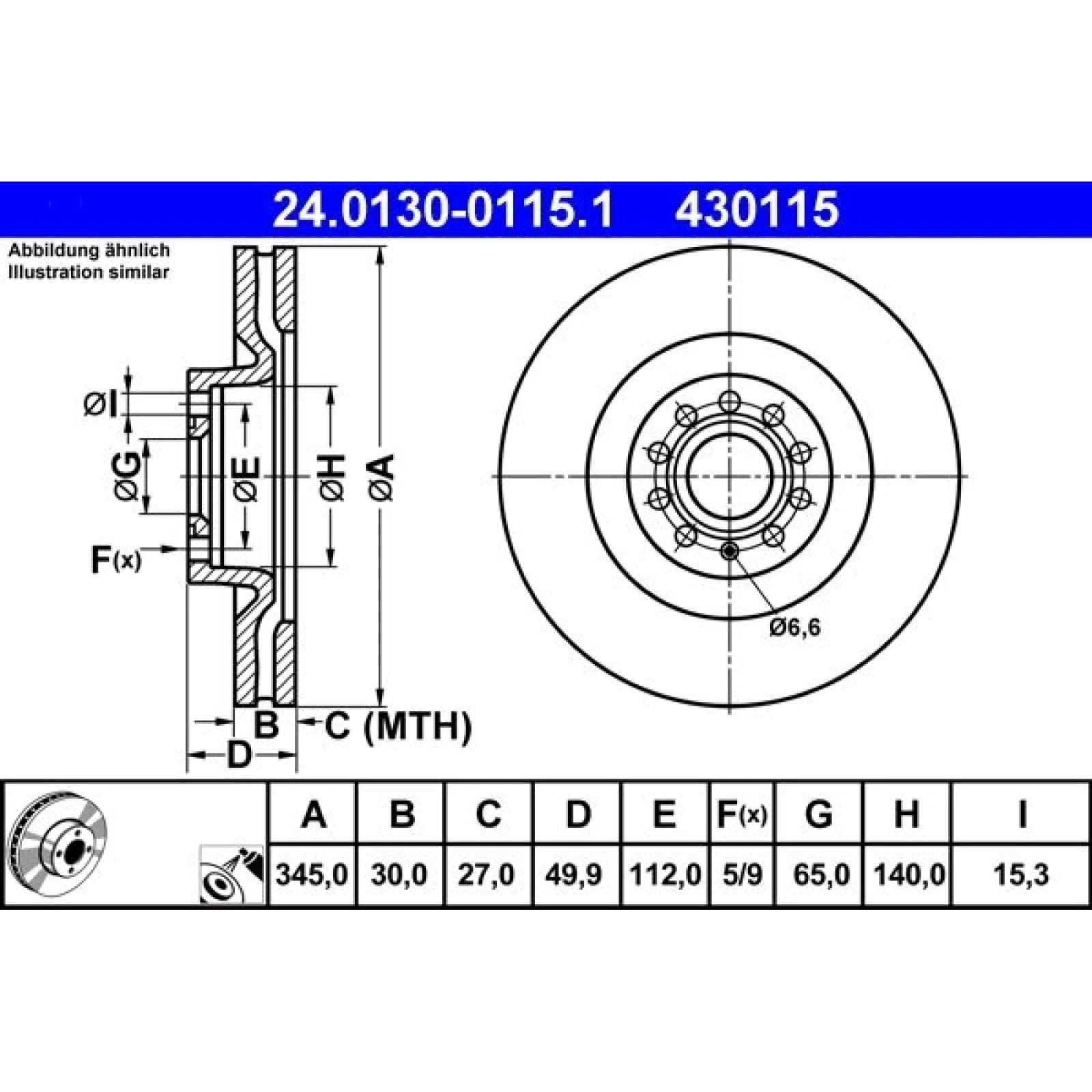 Bremsscheibe Vw P. Eos/Golf/Passat 05 24.0130-0115.1