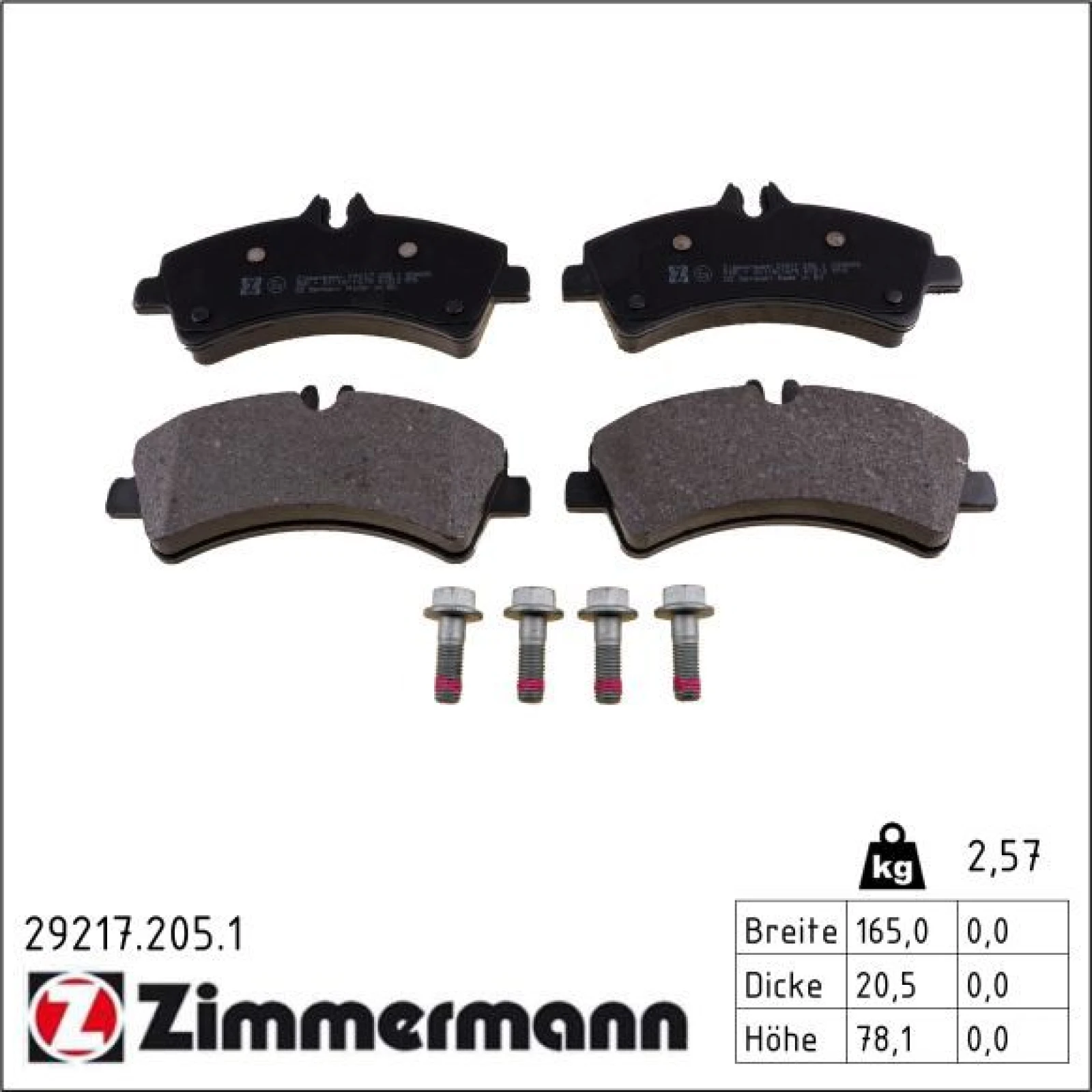 ZIMMERMANN Bremsbeläge 29217.205.1