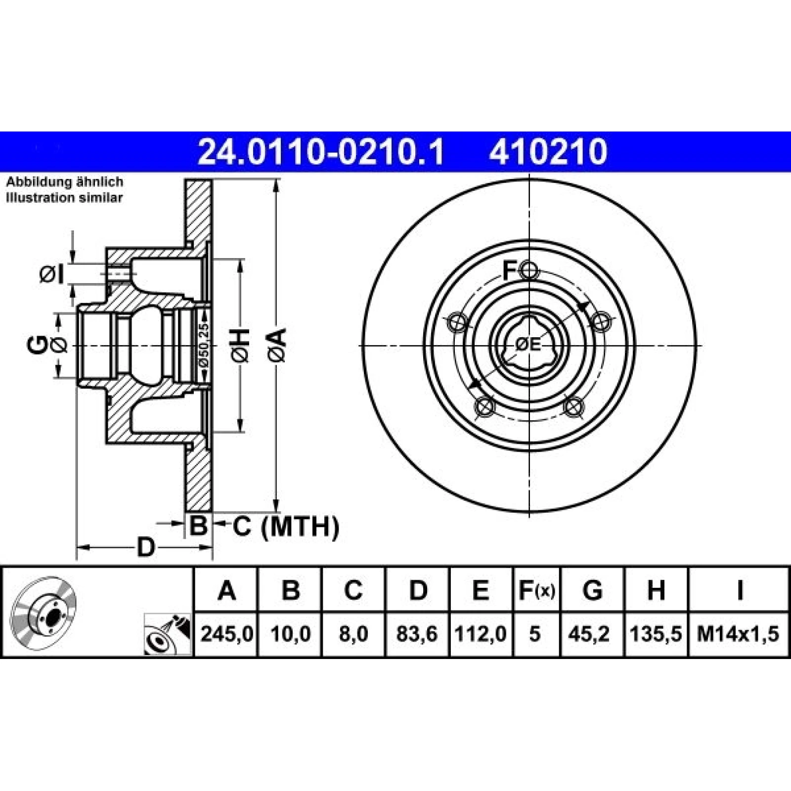 Bremsscheibe Audi T. A4 1.6-2.8 94-01 Ohne Lager 24.0110-0210.1