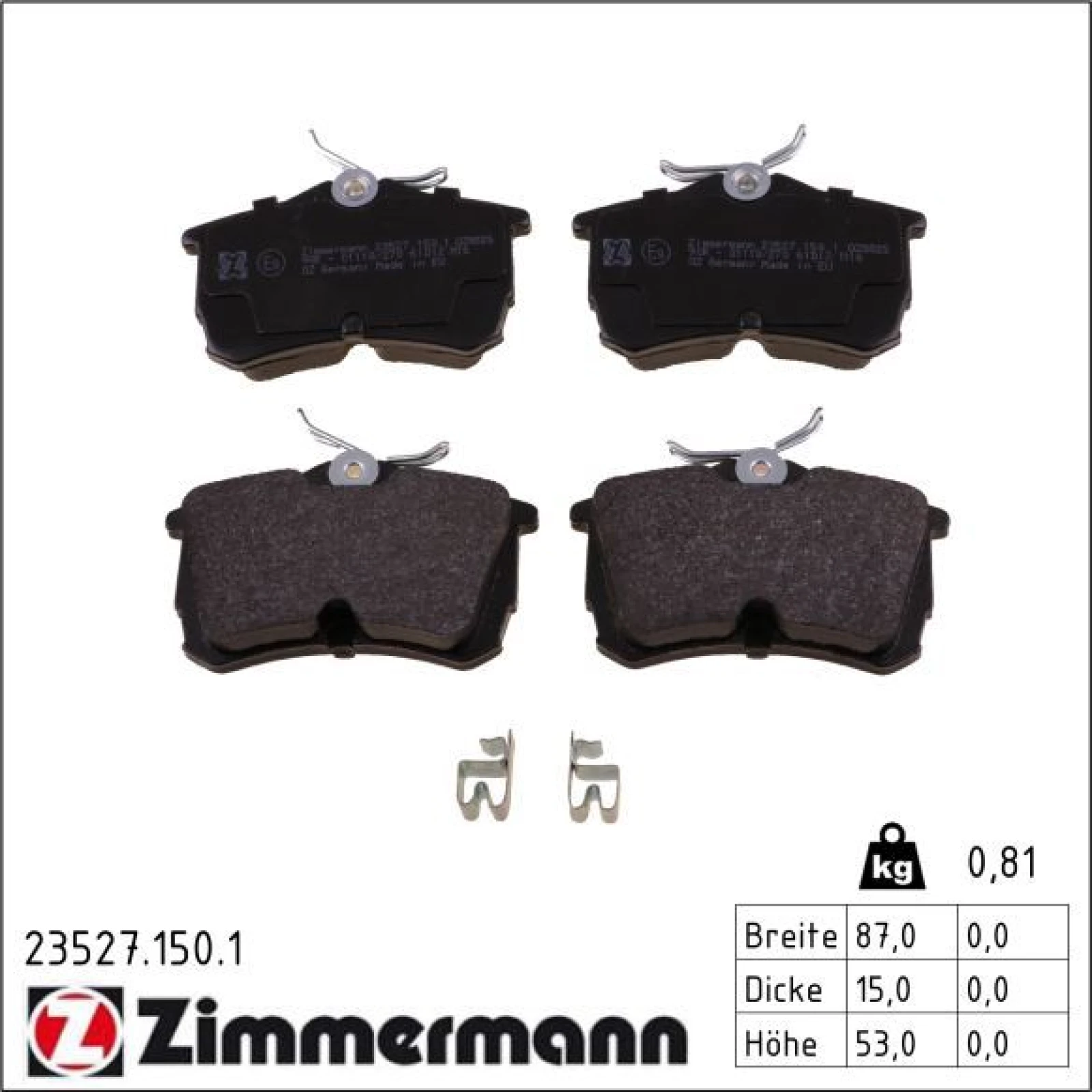 ZIMMERMANN Bremsbeläge 23527.150.1