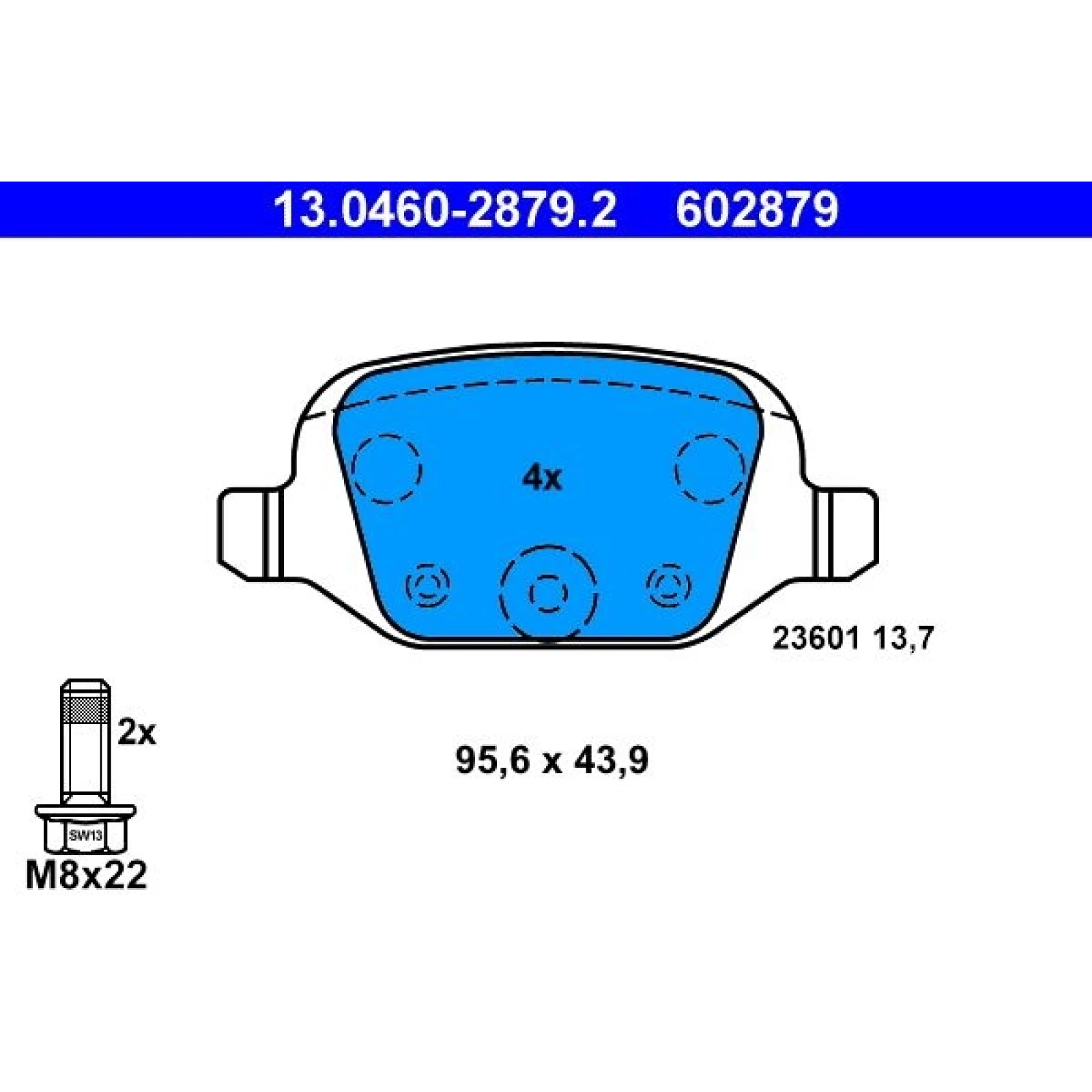 Bremsbelagsatz Fiat T. 500/Idea/Panda 04 13.0460-2879.2