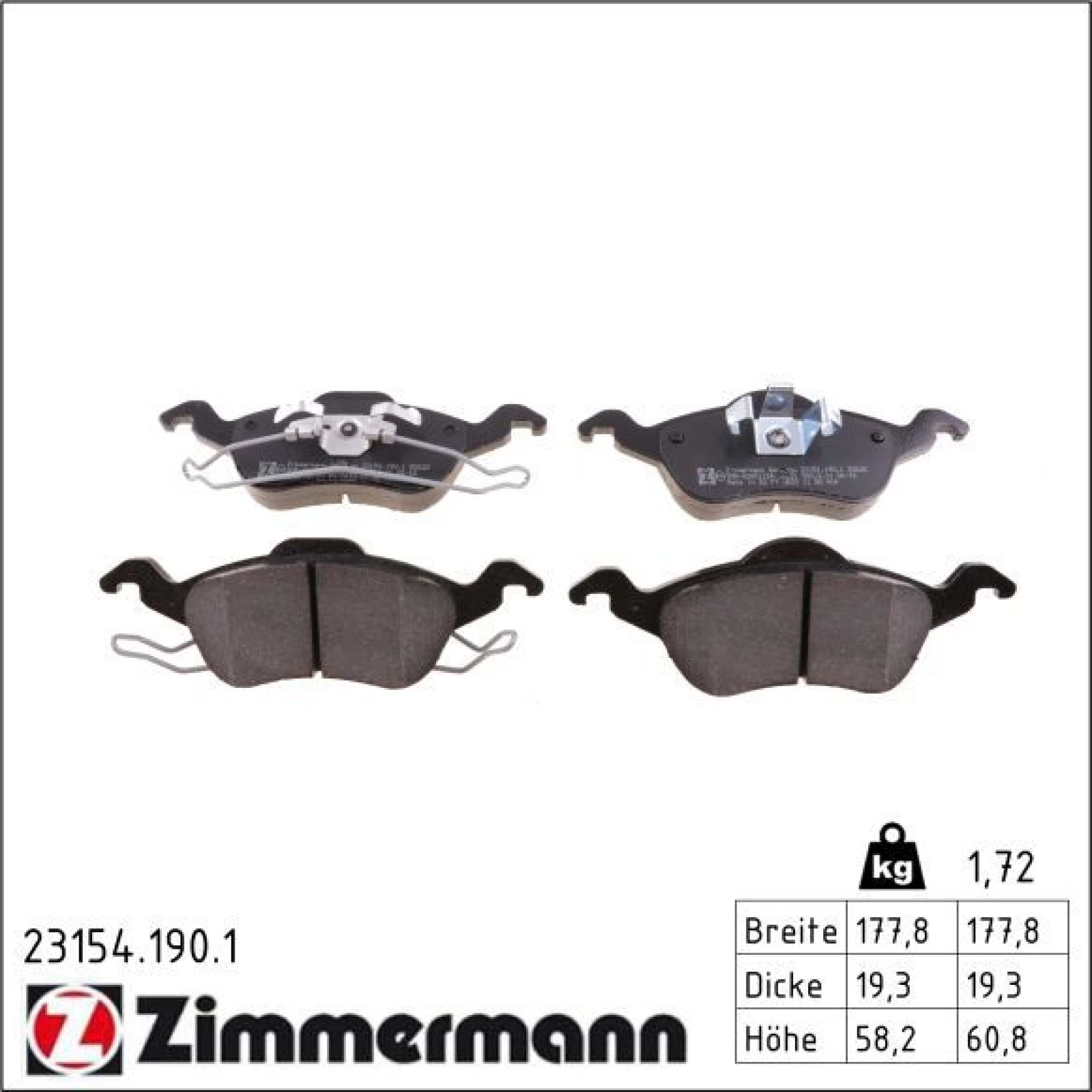 ZIMMERMANN Bremsbeläge 23154.190.1