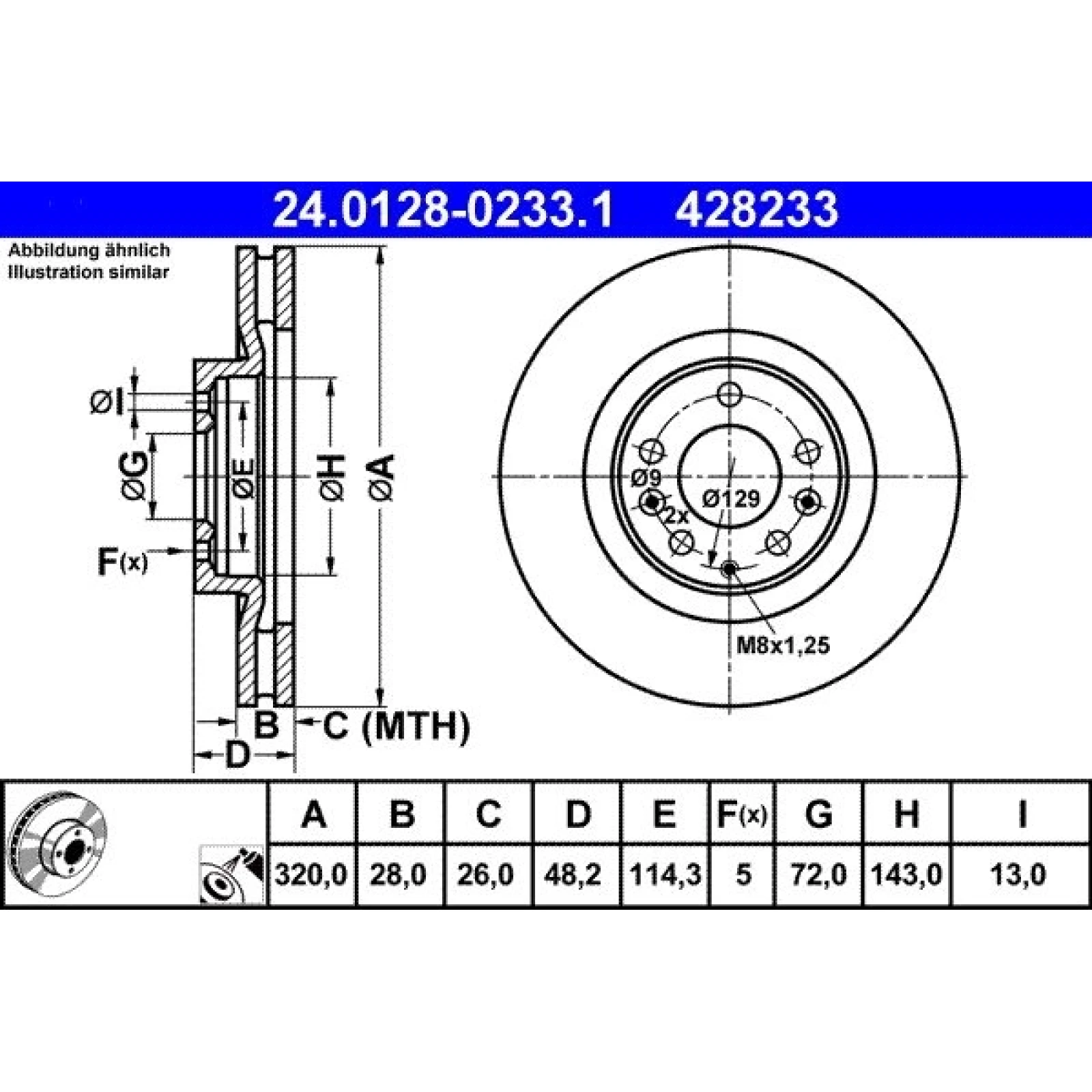 Bremsscheibe Mazda P. Cx-7/Cx-9 07 24.0128-0233.1