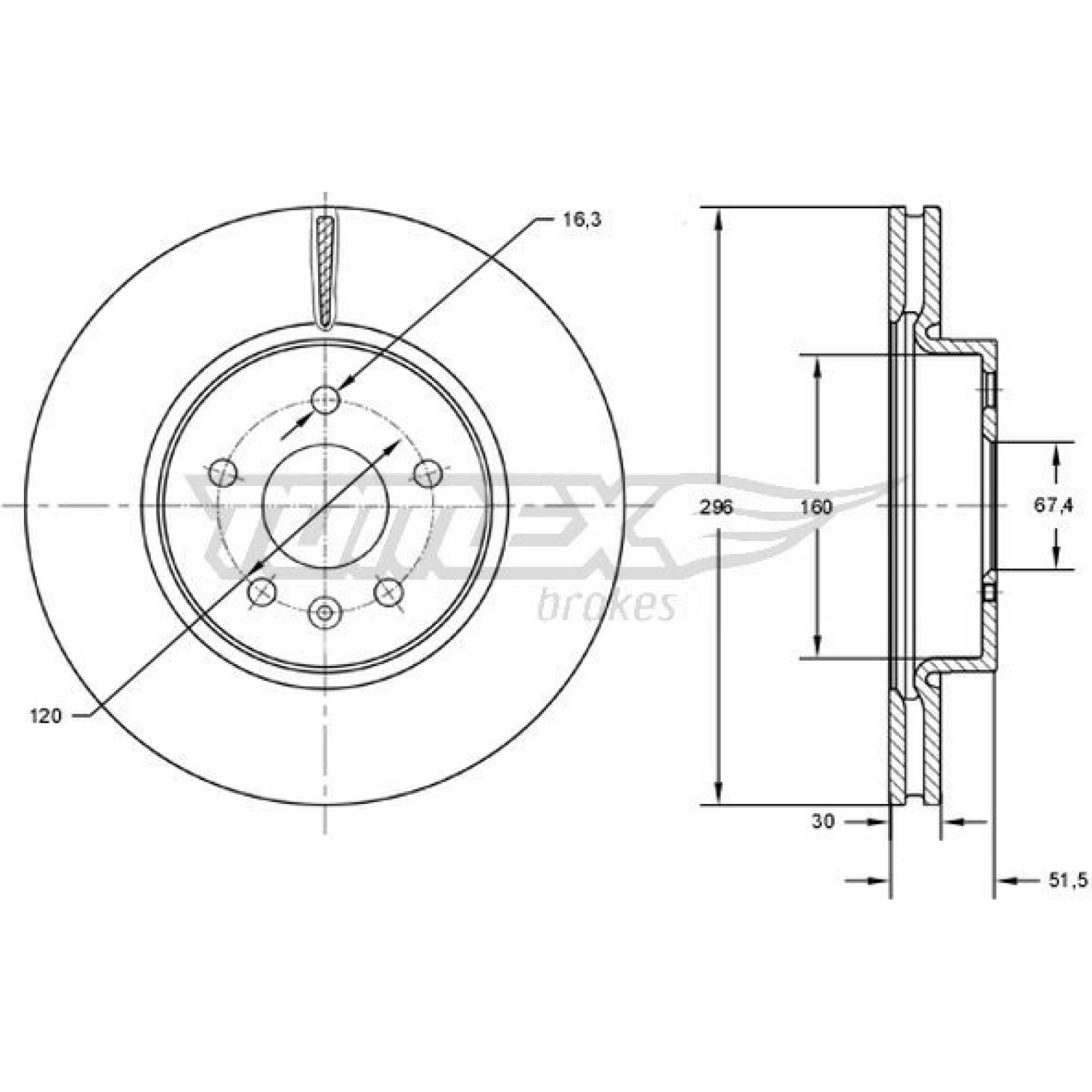 TOMEX brakes Bremsscheibe TX 72-88