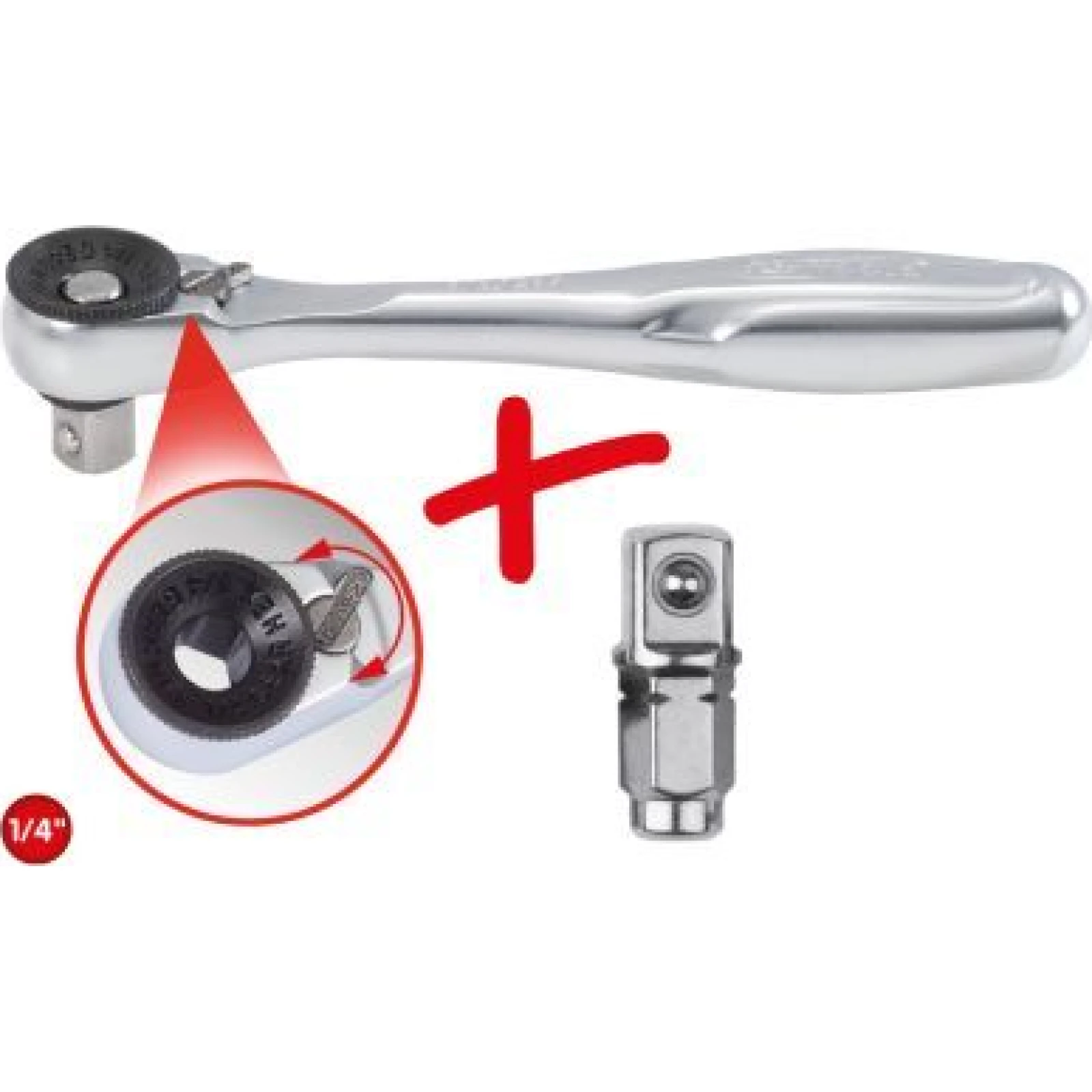 KS TOOLS 1/4-Zoll-Bit-Kniehebelschlüssel mit Stecknussadapter für Stecknussmutter 918.1595