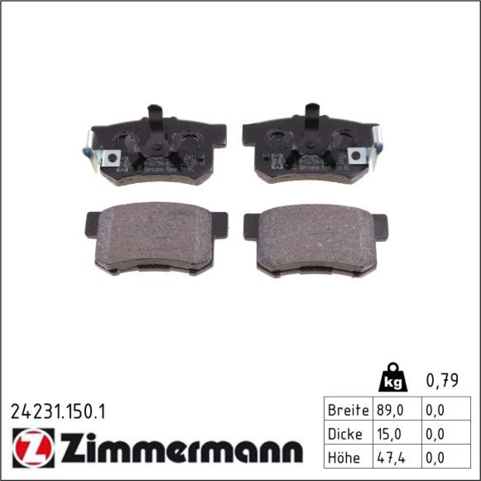 ZIMMERMANN Bremsbeläge 24231.150.1