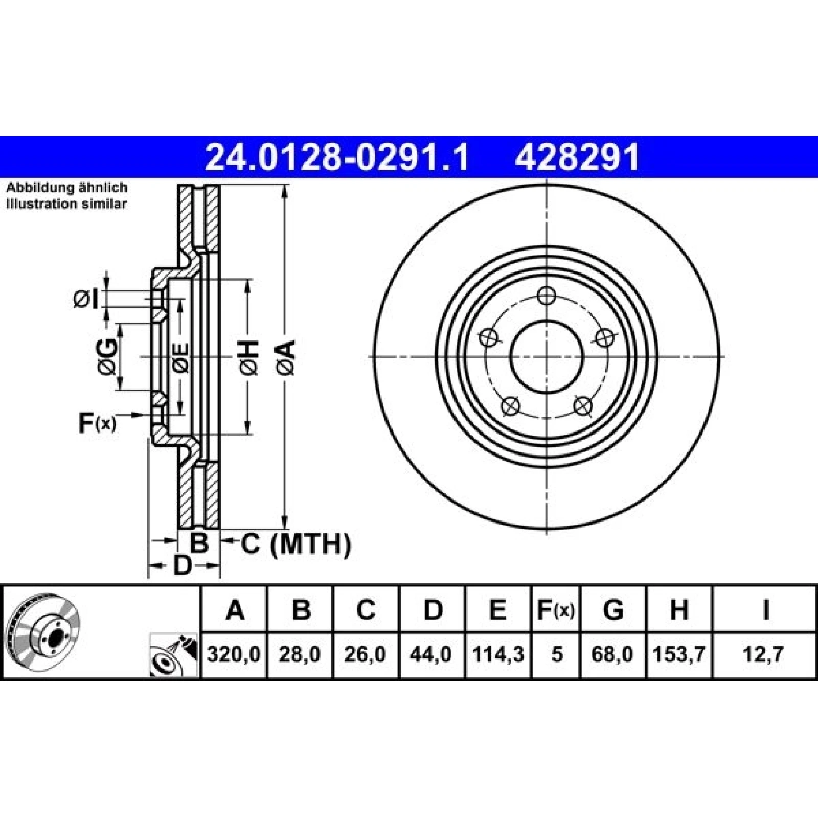 Bremsscheibe Nissan P. X-Trail 1.6 Dci 13 24.0128-0291.1