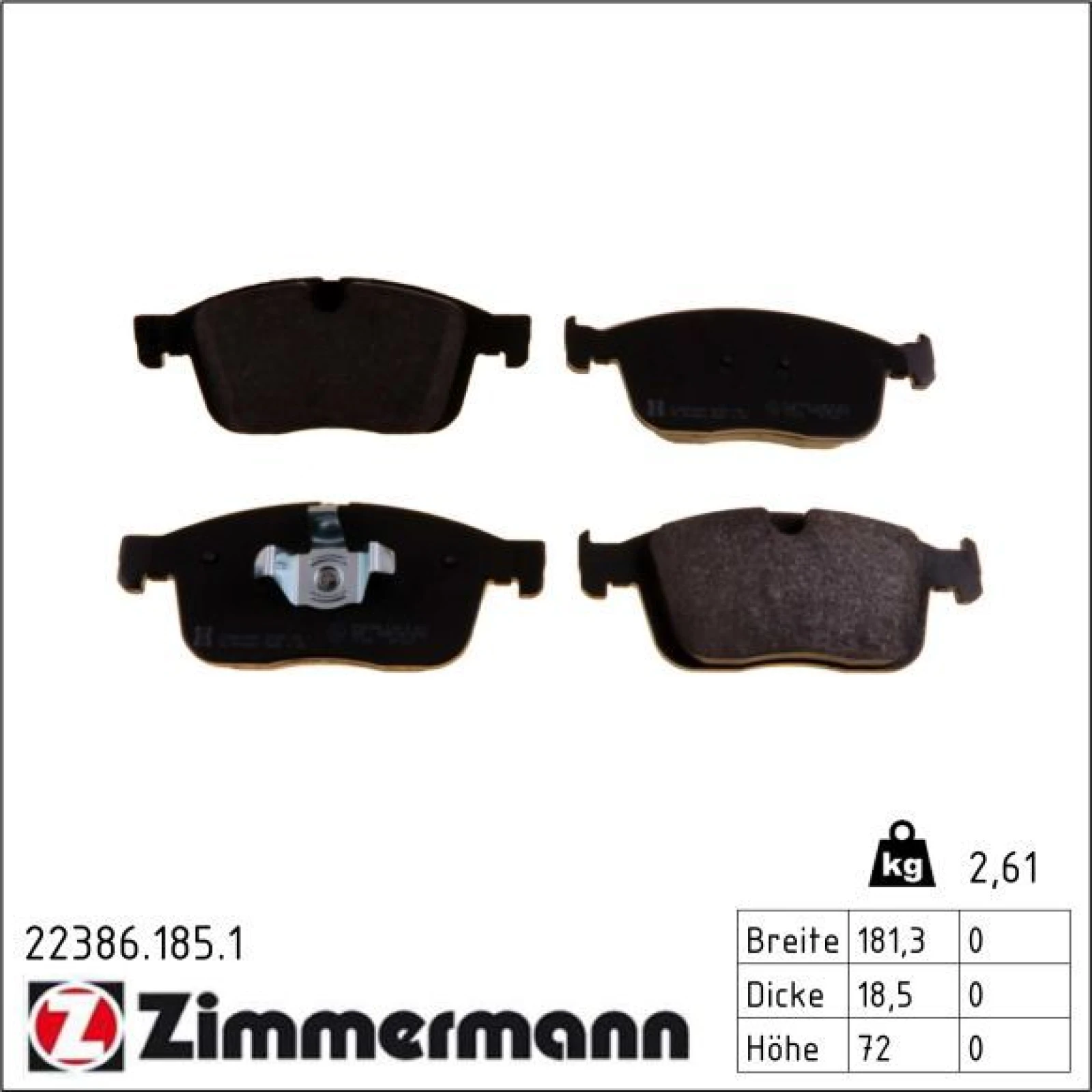 ZIMMERMANN Bremsbeläge 22386.185.1